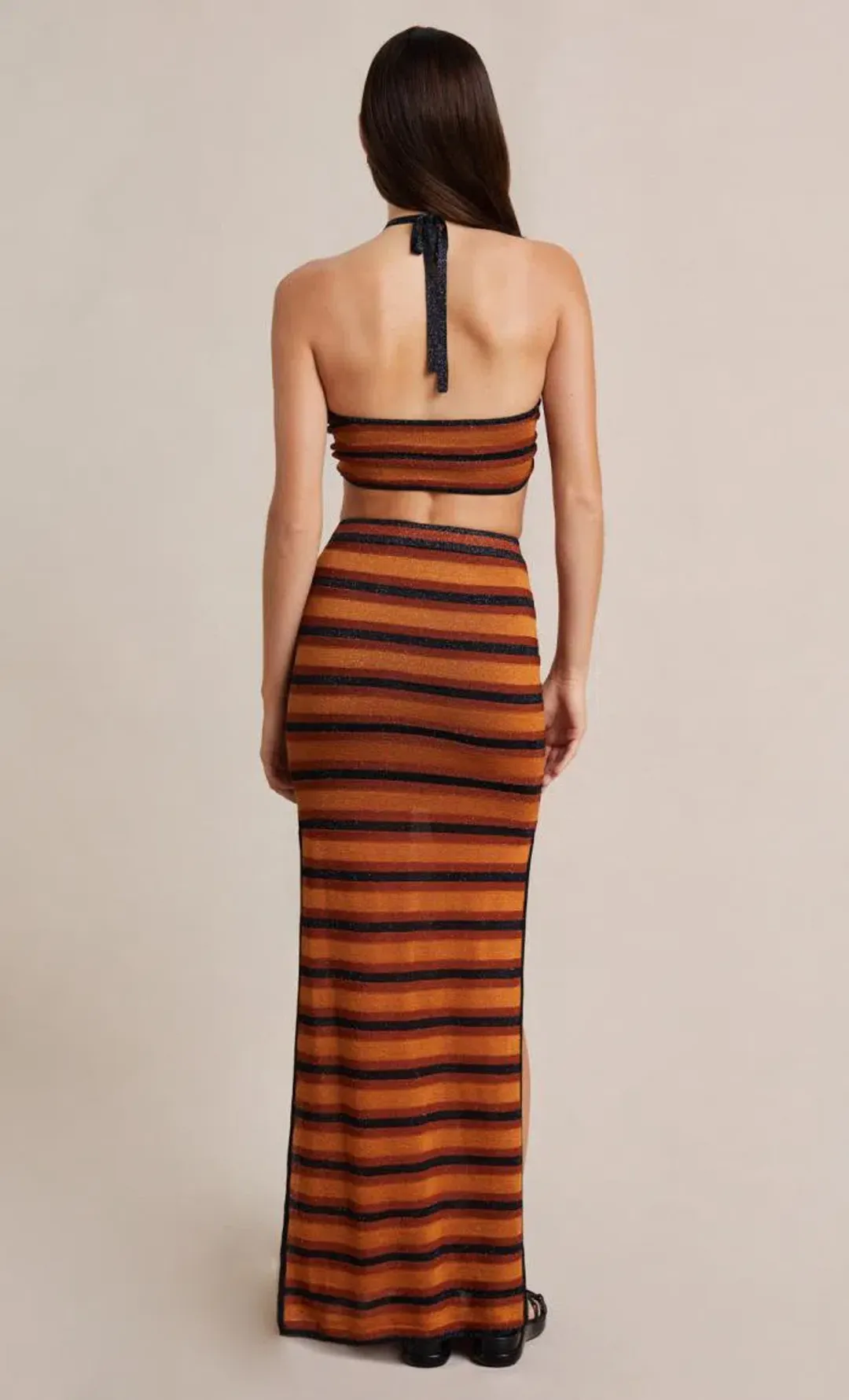 Bec & Bridge Ziggy Knit Maxi Skirt Lurex Stripe Size AU 12 for rent on The Volte - main image