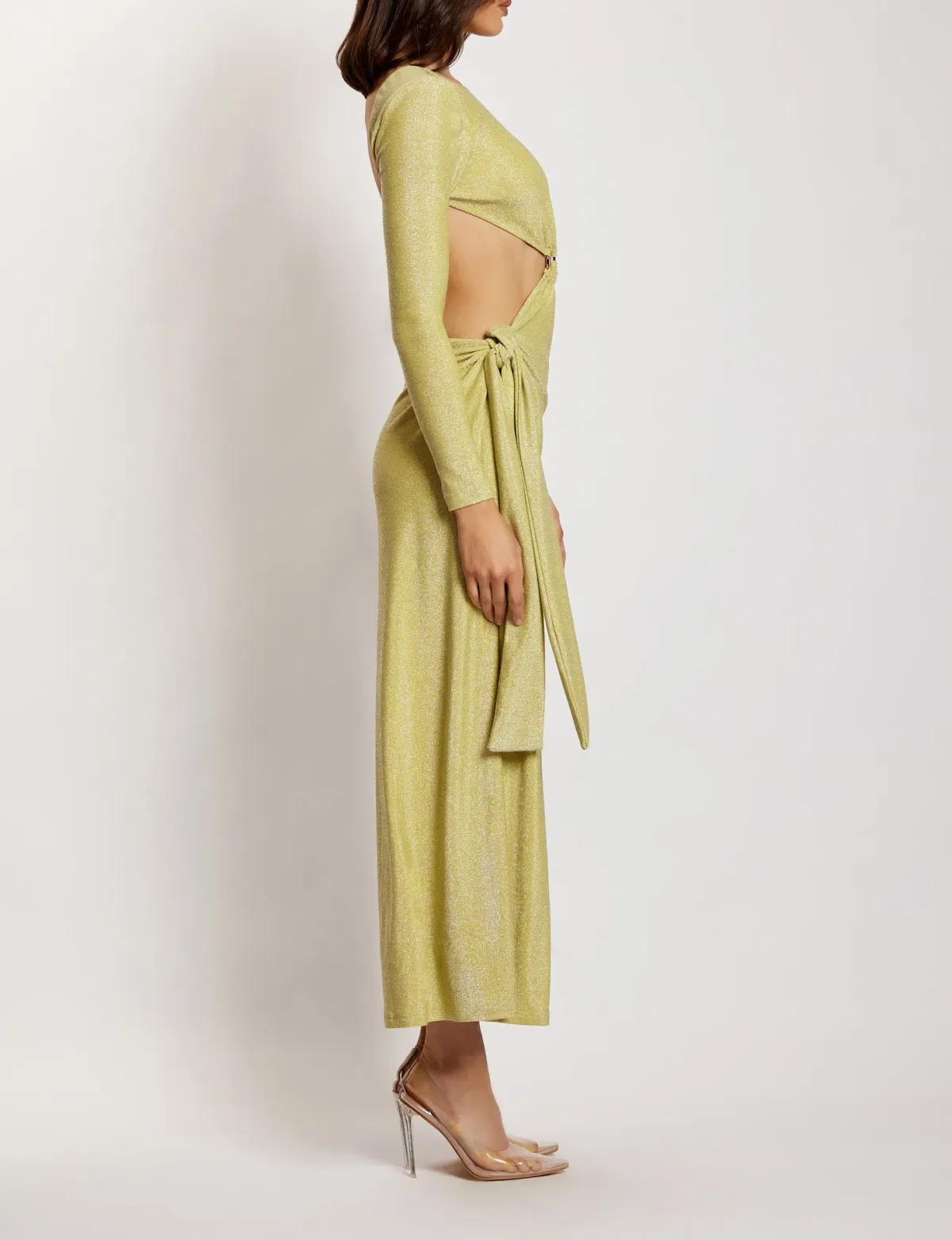 Meshki Christina Backless Maxi Wrap Dress Green Shimmer Size S / AU 8 - Image 8