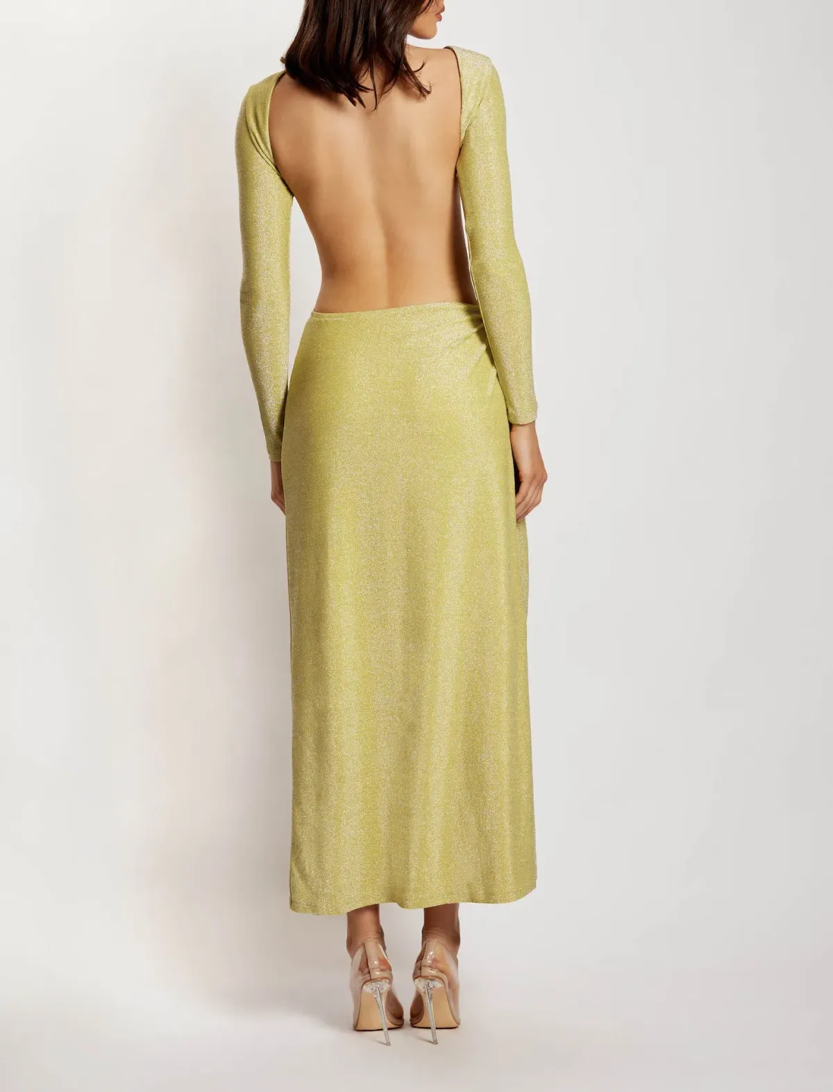 Meshki Christina Backless Maxi Wrap Dress Green Shimmer Size S / AU 8 - Image 3