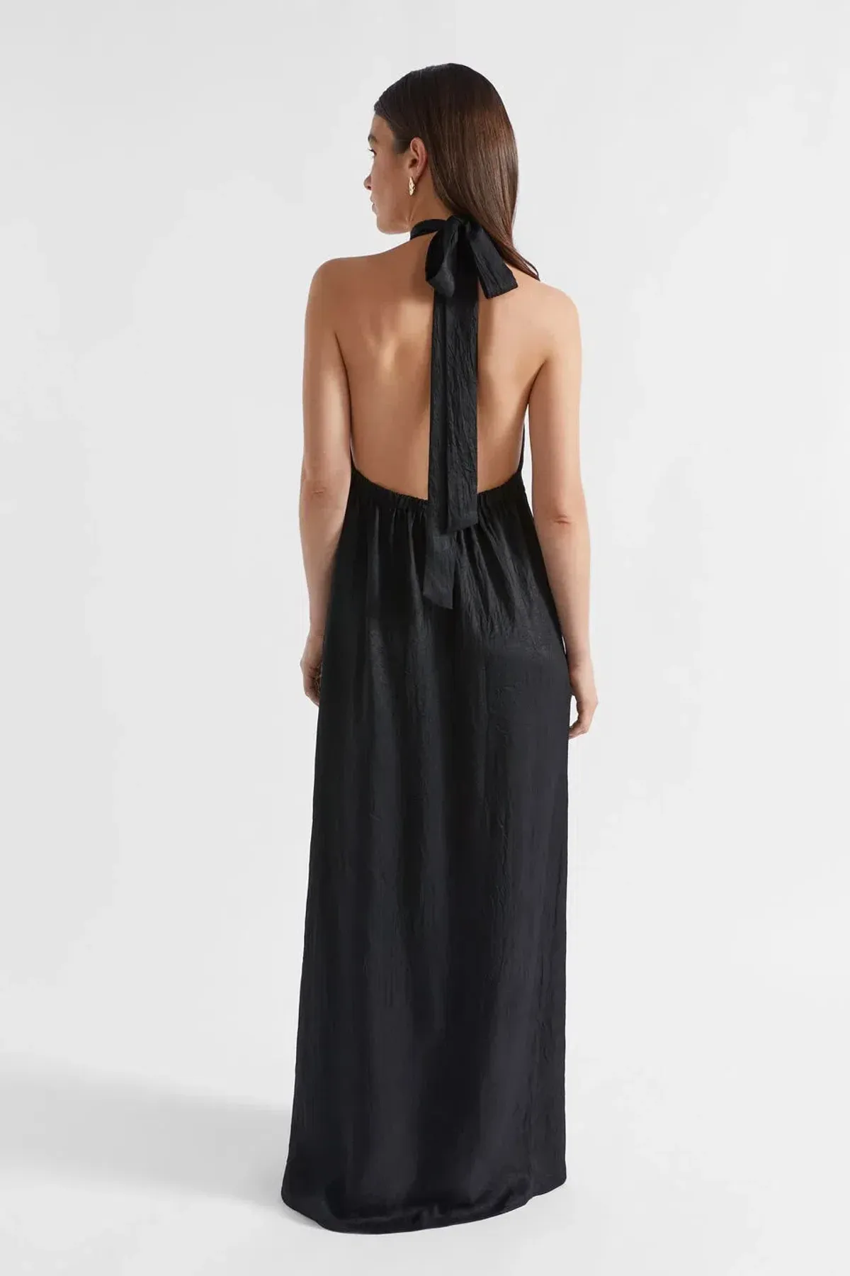 Seed Heritage Satin Halter Maxi Dress Black Size 6  - Image 2