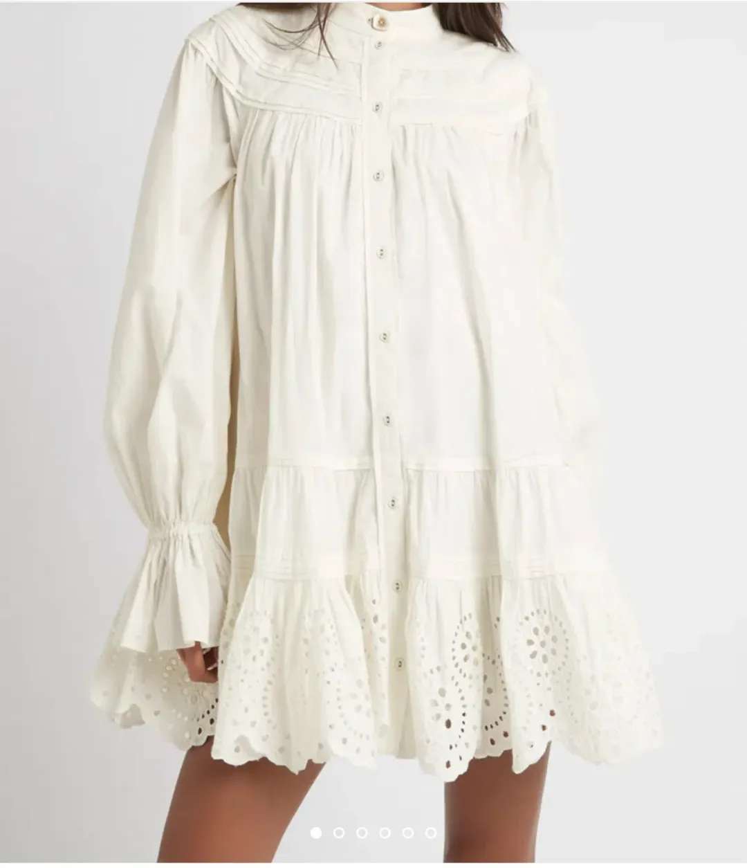 Aje Salita Longsleeve Broderie Smock Dress Ivory Size 10 for rent on The Volte - main image