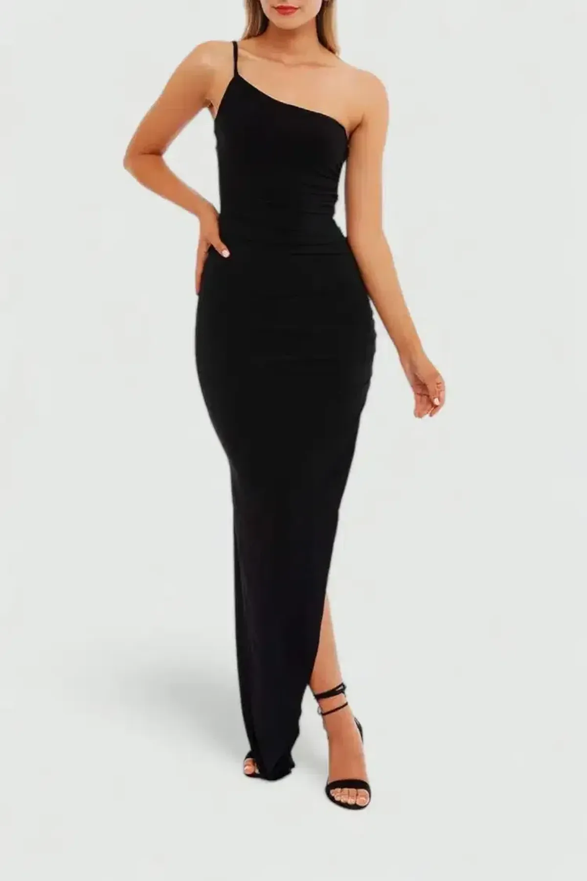 Nookie Aria One Shoulder Gown Black Size 10 - Image 1