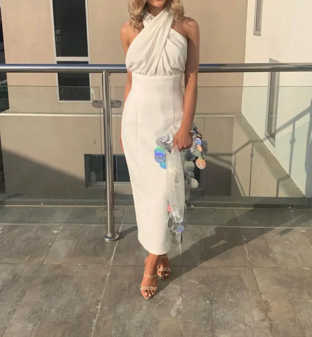 Misha Vedette Halter Midi Dress White Size 6 for rent on The Volte - main image