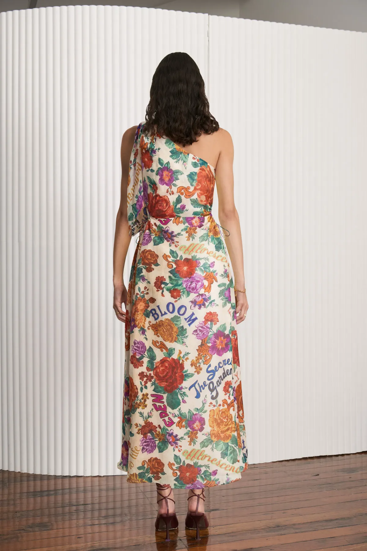 Kate Ford Palermo Tie Cut Midi Dress Floral Size 10 - Image 3