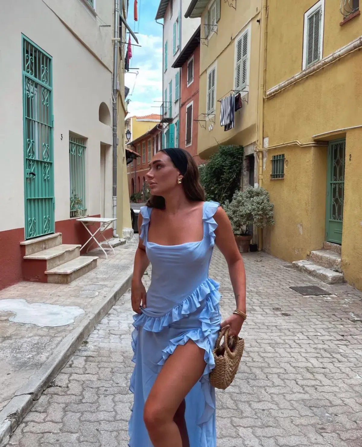 House Of CB Ariela Ruffle Maxi Dress Blue Size S / AU 8 - Image 2