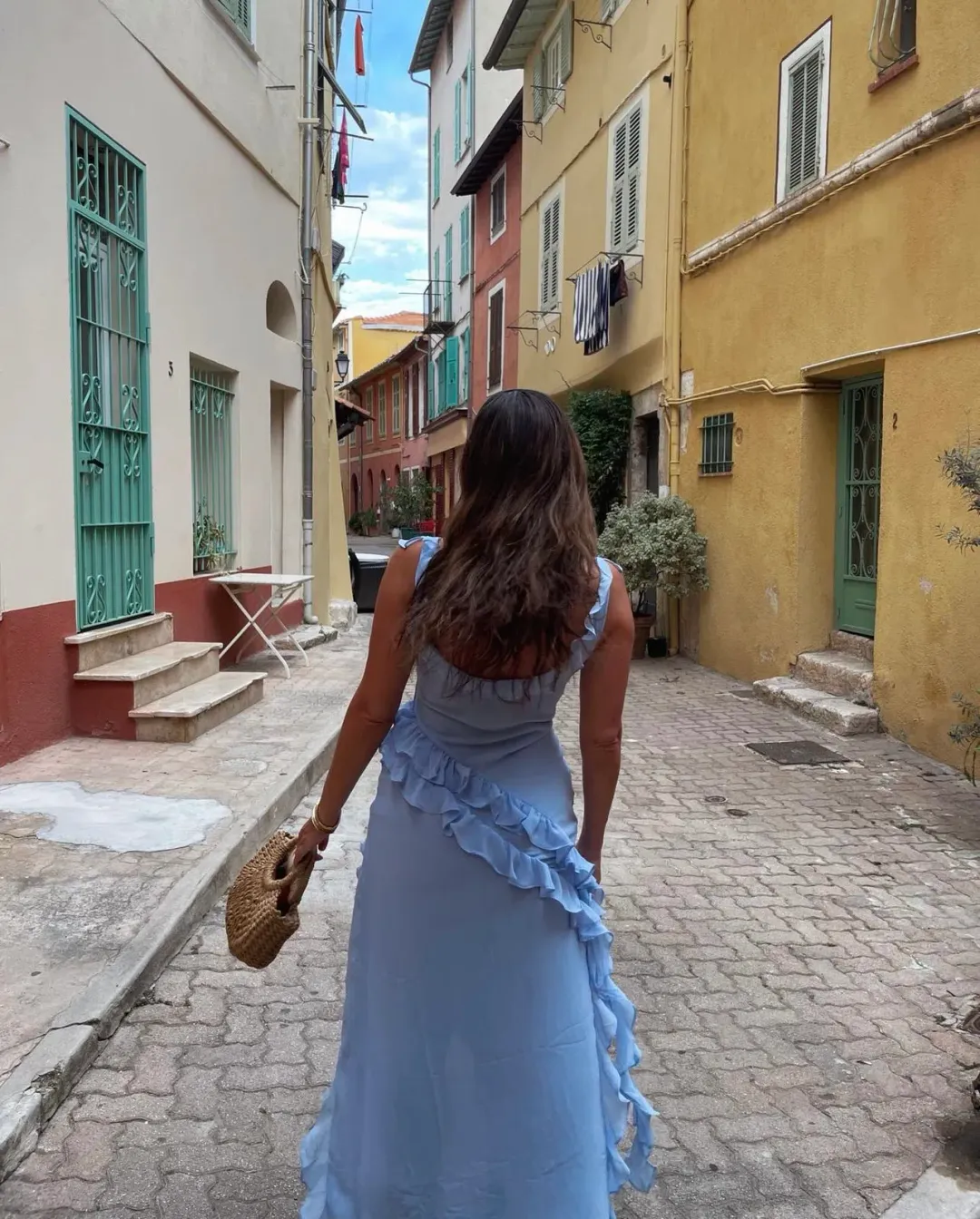 House Of CB Ariela Ruffle Maxi Dress Blue Size XS / AU 6 for rent on The Volte - main image