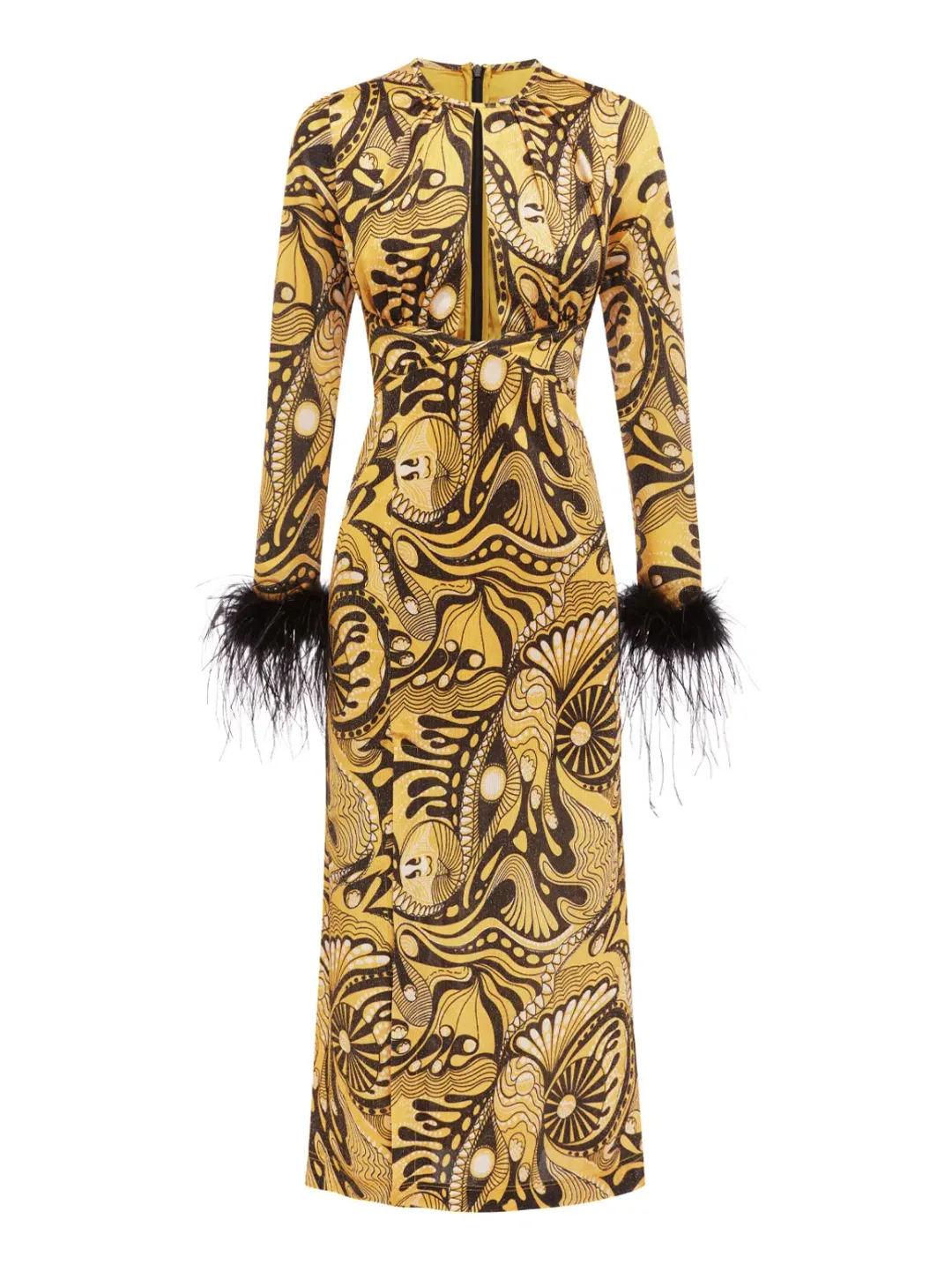 Alice McCall Gold Dust Feathers Midi Dress Multi Size 8 AU  for rent on The Volte - main image