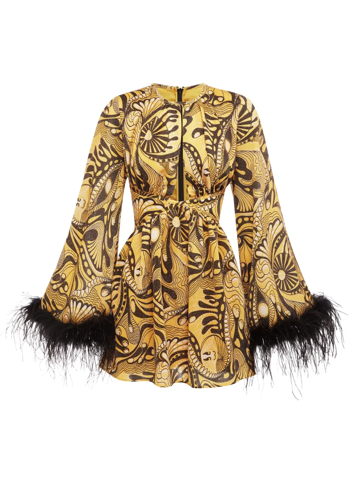 Alice McCall Gold Dust Feather Mini Dress Multi Size 8 AU - Image 4