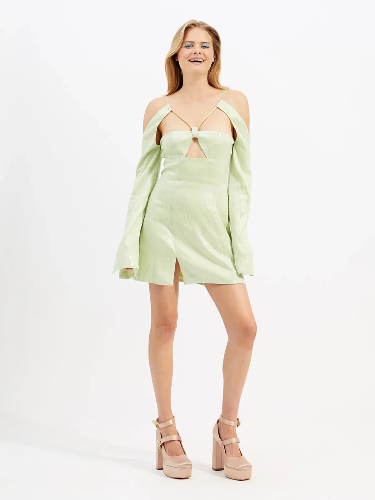 Alice McCall Night Sky Mini Dress Lime Cream Size 12 AU - Image 2