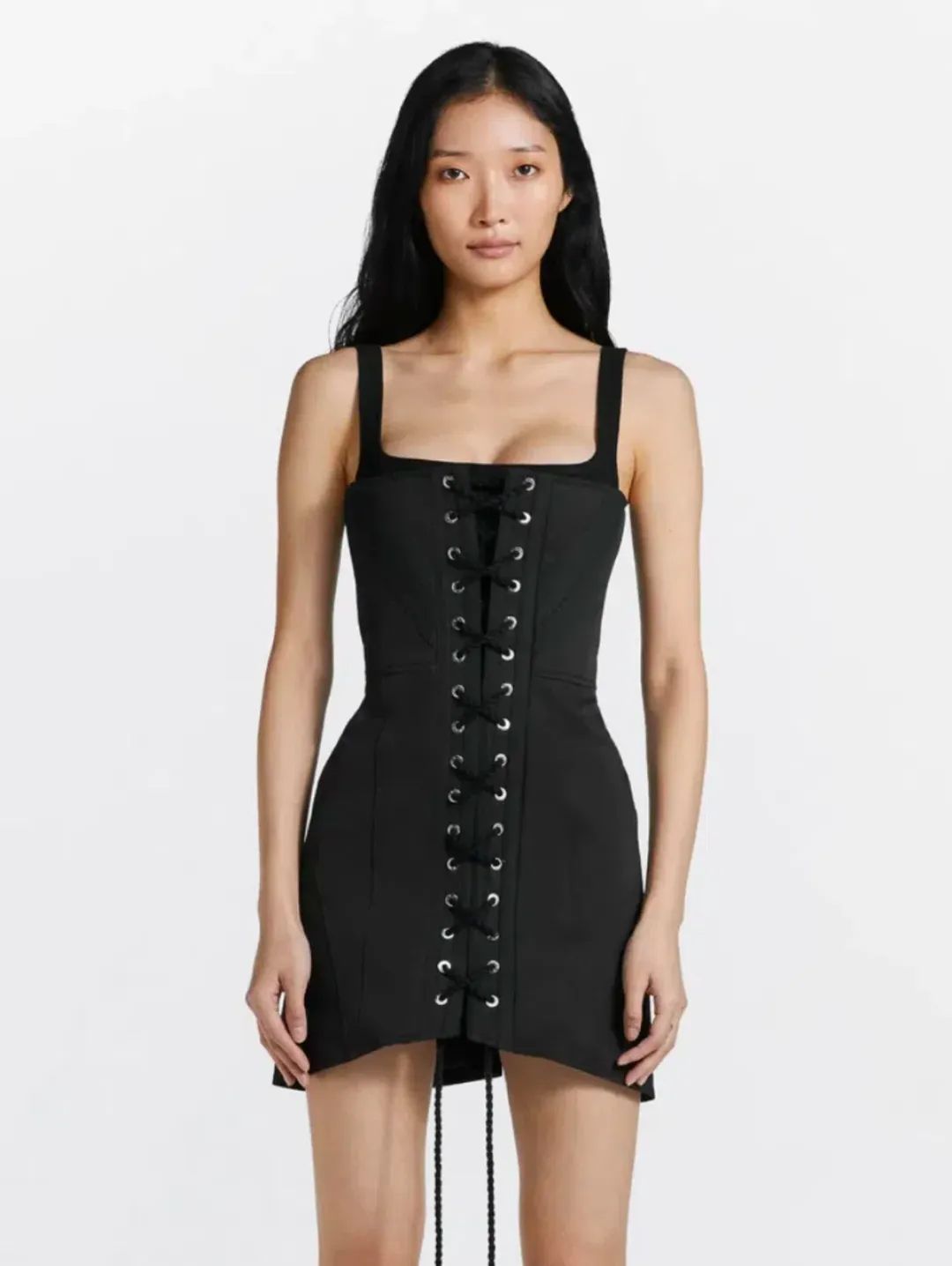 Dion Lee Laced Utility Corset Mini Dress Black Size 6 for rent on The Volte - main image