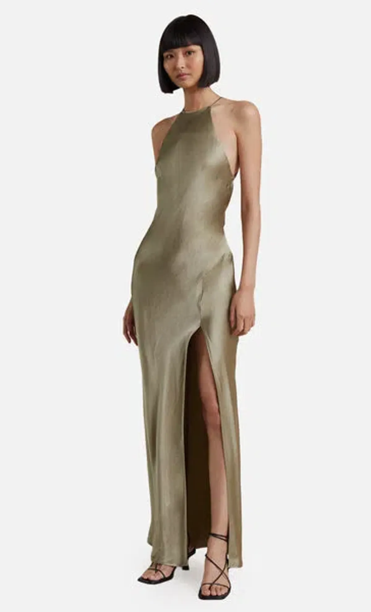 Bec & Bridge Loren Halter Midi Dress Sage Size 6 - Image 2