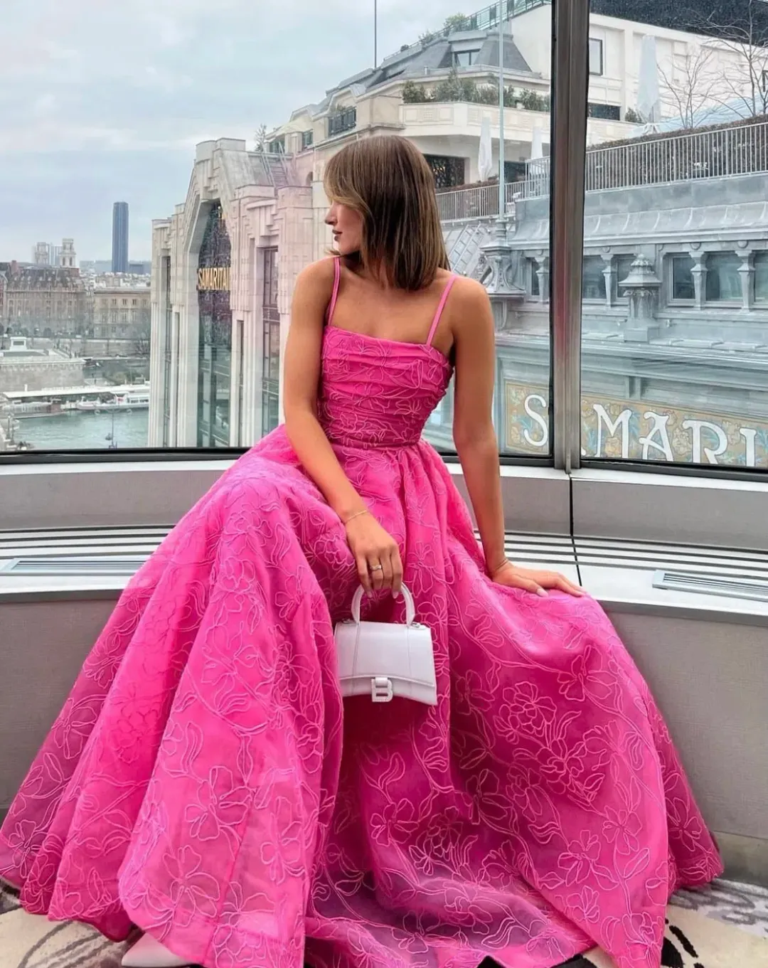 Aje Evangeline Cornelli Maxi Dress Protea Pink Size 10 for rent on The Volte - main image