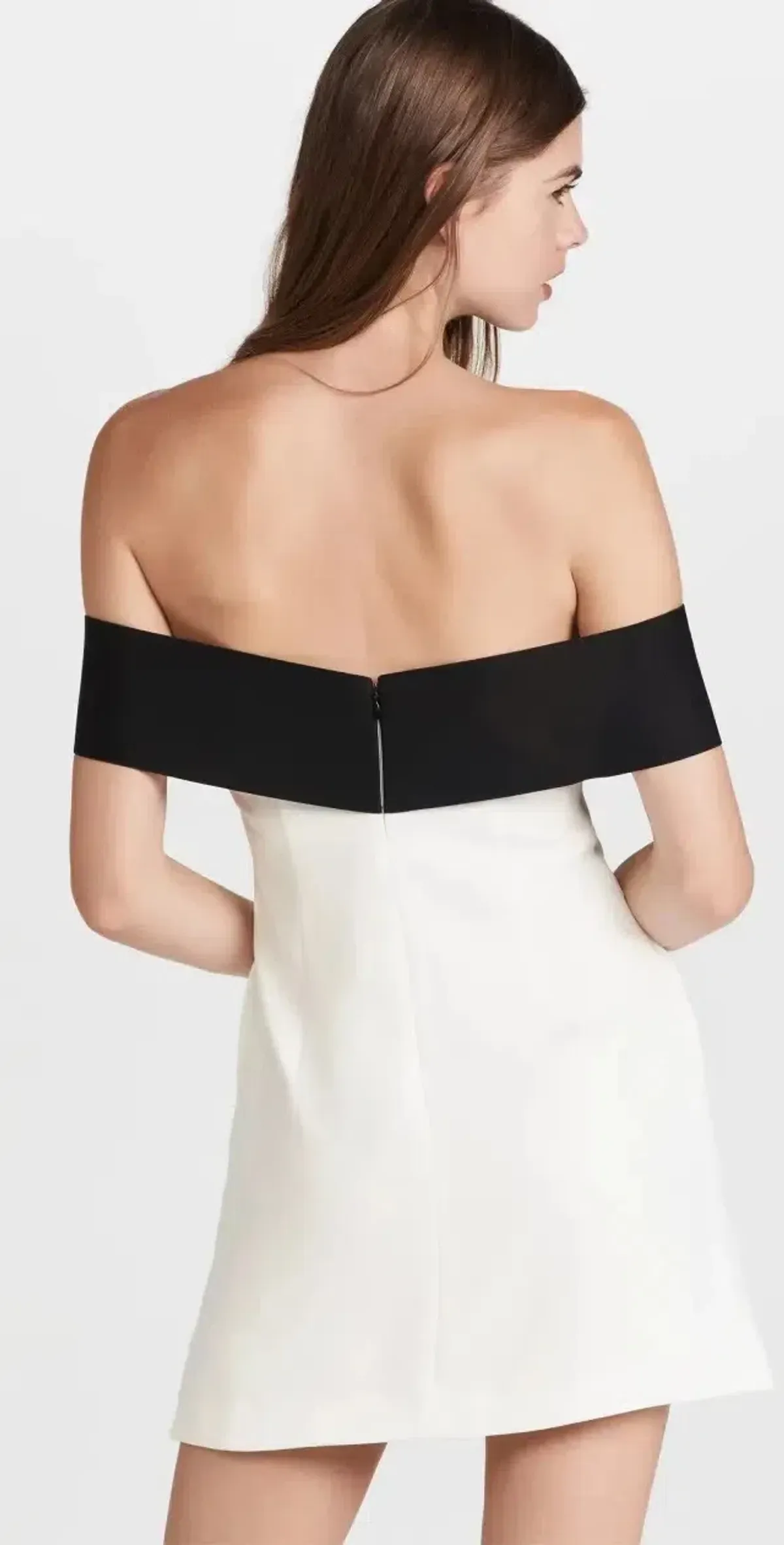 Self Portrait Off Shoulder Bow Mini Dress White/Black Size 10-12 - Image 5