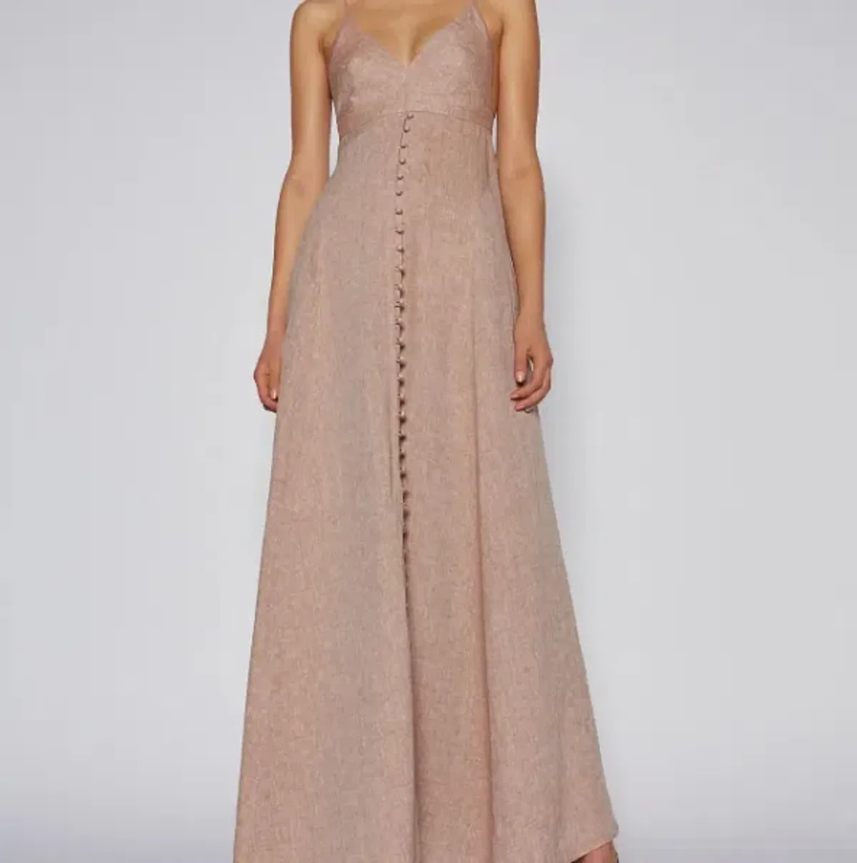 Scanlan Theodore Italian Linen Shoestring Dress Cappuccino Size 6 - Image 2