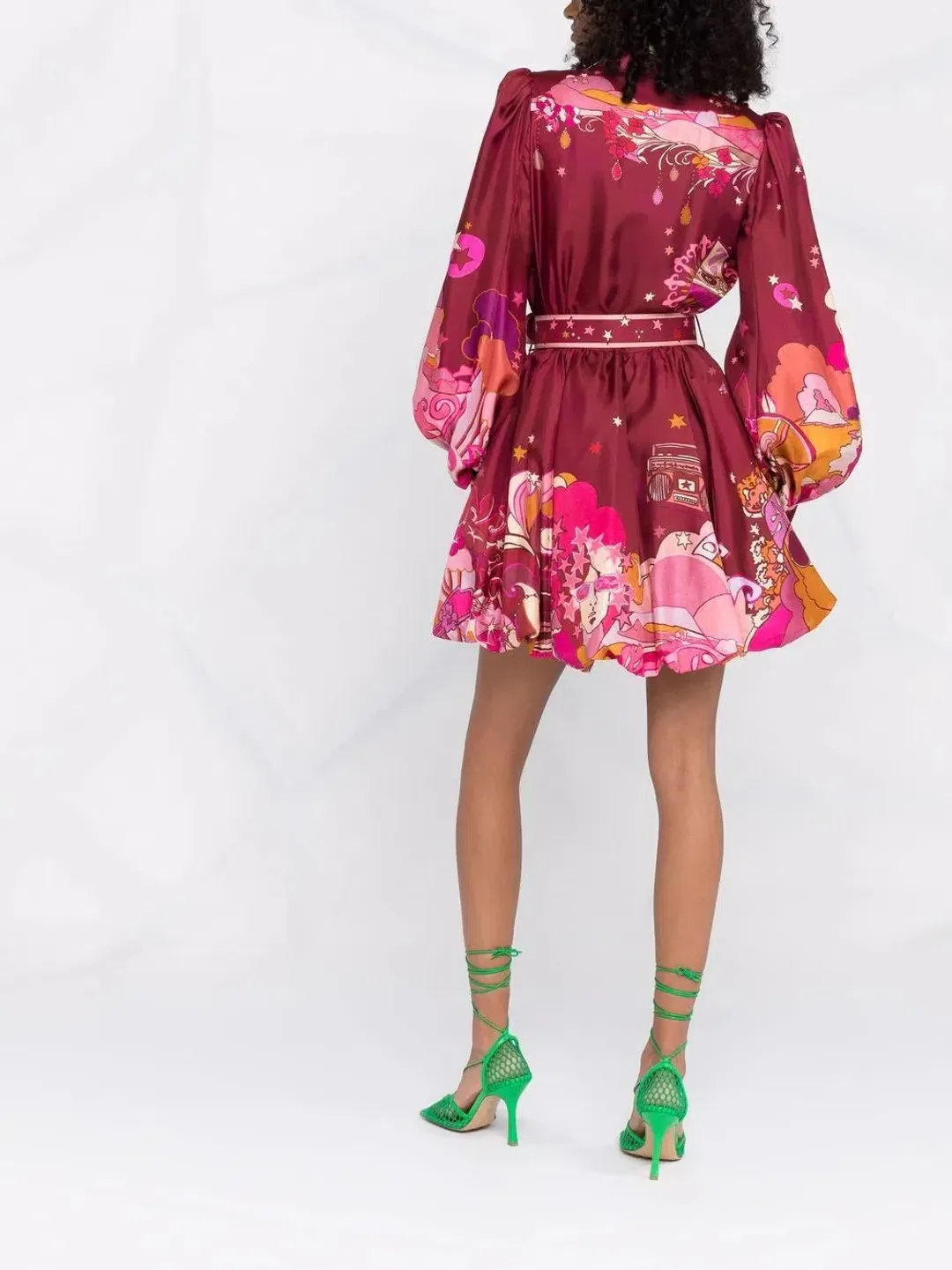 Zimmermann Concert Bubble Shirt Dress in Plum Collage Size 0/ AU 8 for rent on The Volte - main image