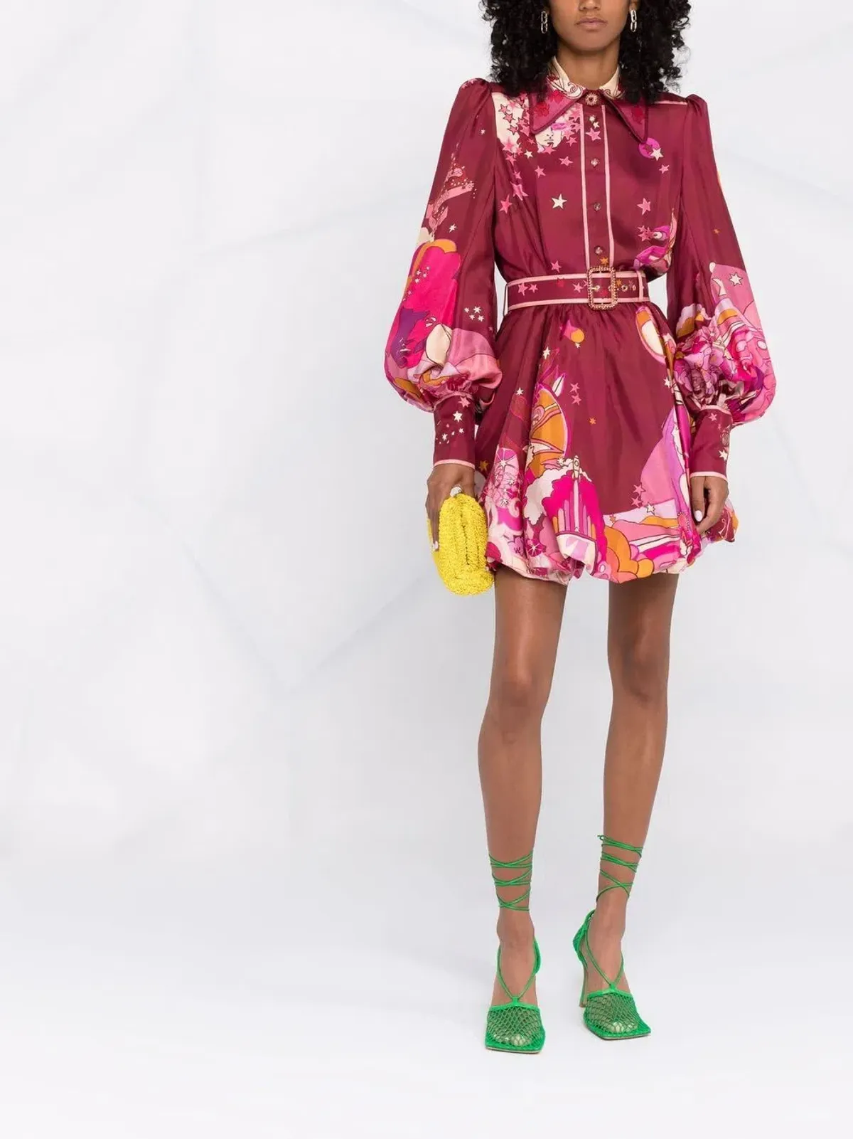 Zimmermann Concert Bubble Shirt Dress in Plum Collage Size 0/ AU 8 - Image 2