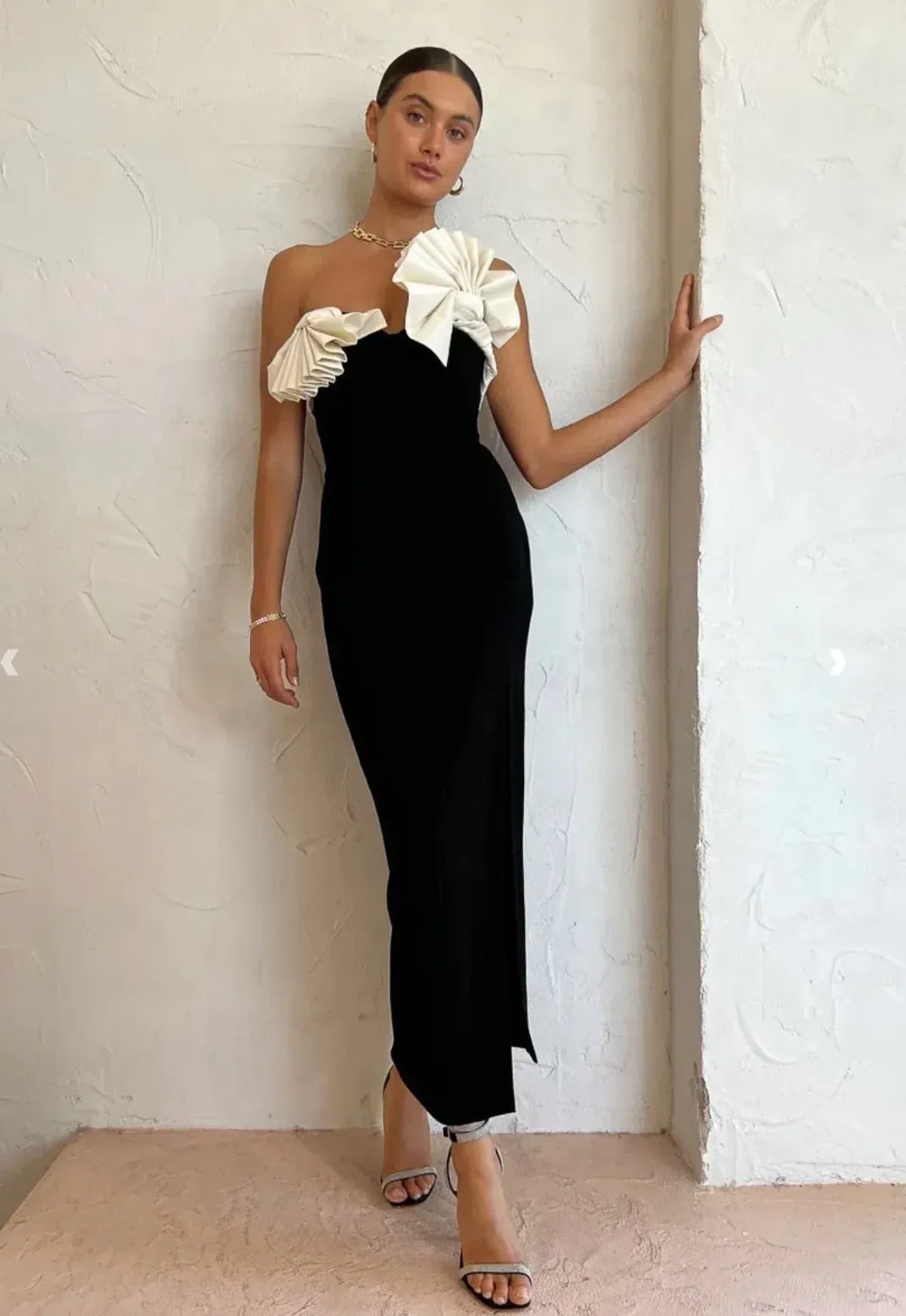 Rachel Gilbert Lavina Midi Dress Black/White Size 1 / AU 8 - Image 2