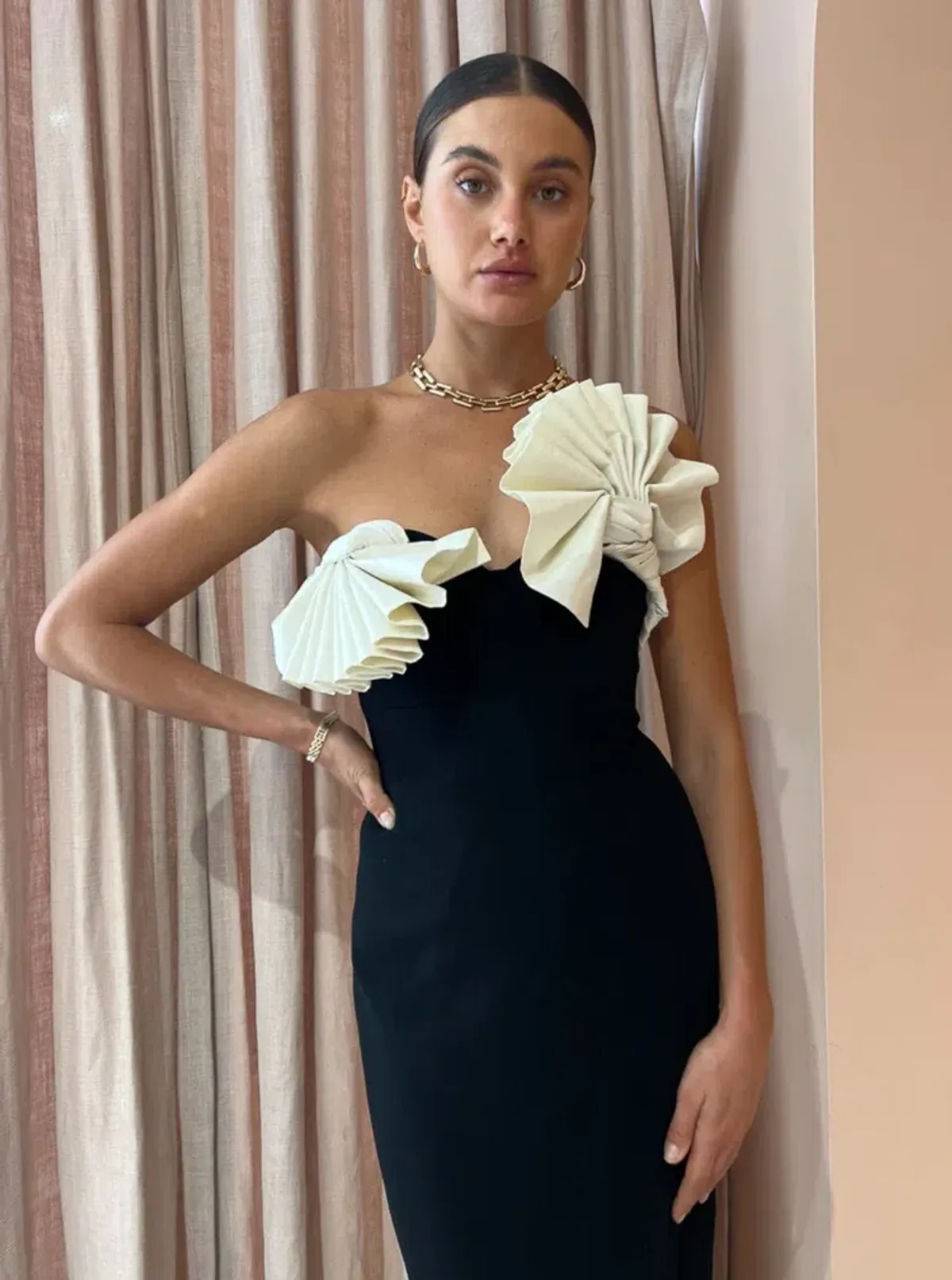 Rachel Gilbert Lavina Midi Dress Black/White Size 1 / AU 8 - Image 6