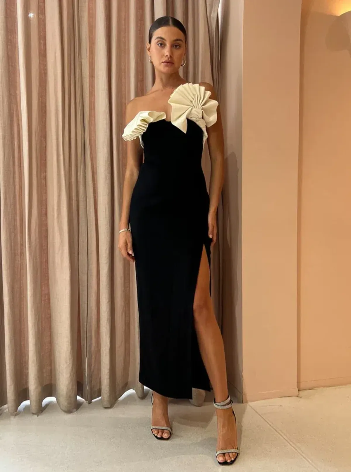 Rachel Gilbert Lavina Midi Dress Black/White Size 1 / AU 8 - Image 5