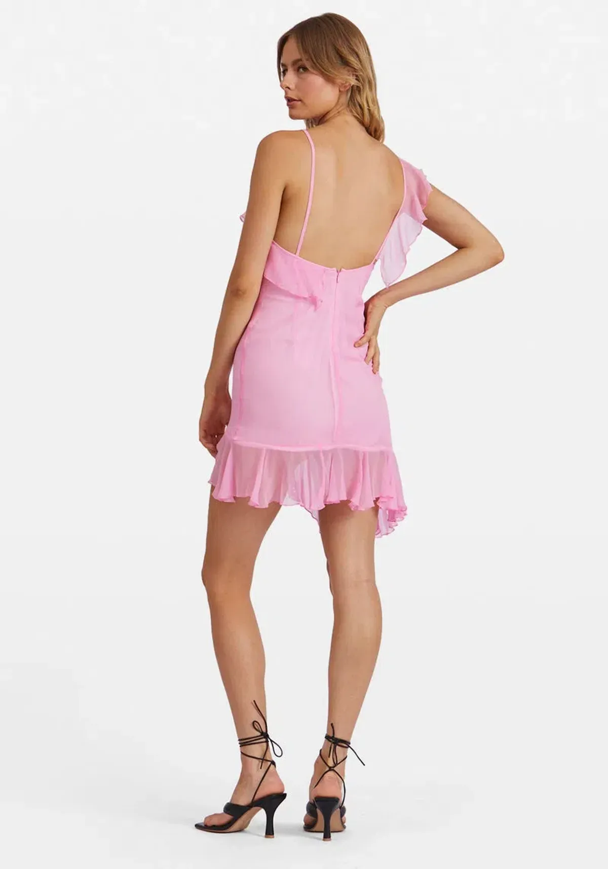 Kim Shui Pink Silk Chiffon Mini Dress Size 6 - Image 4