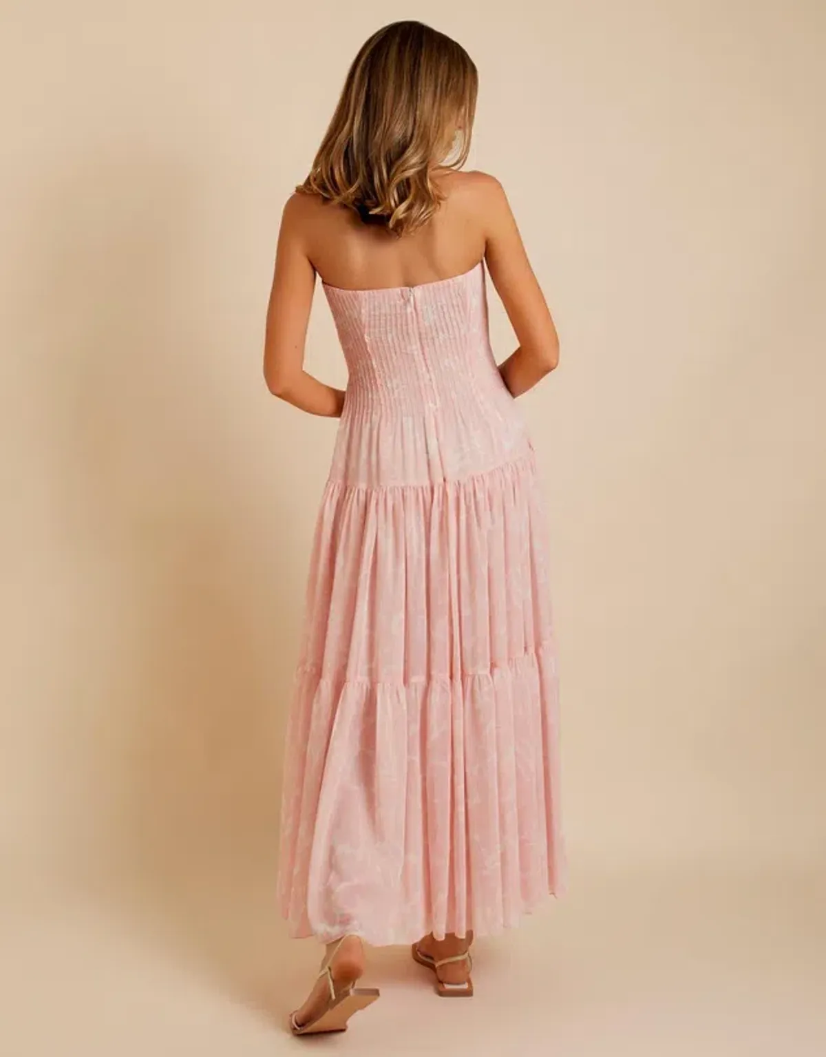 Lover Marigold Pleated Maxi Dress Pink Size 8 - Image 3