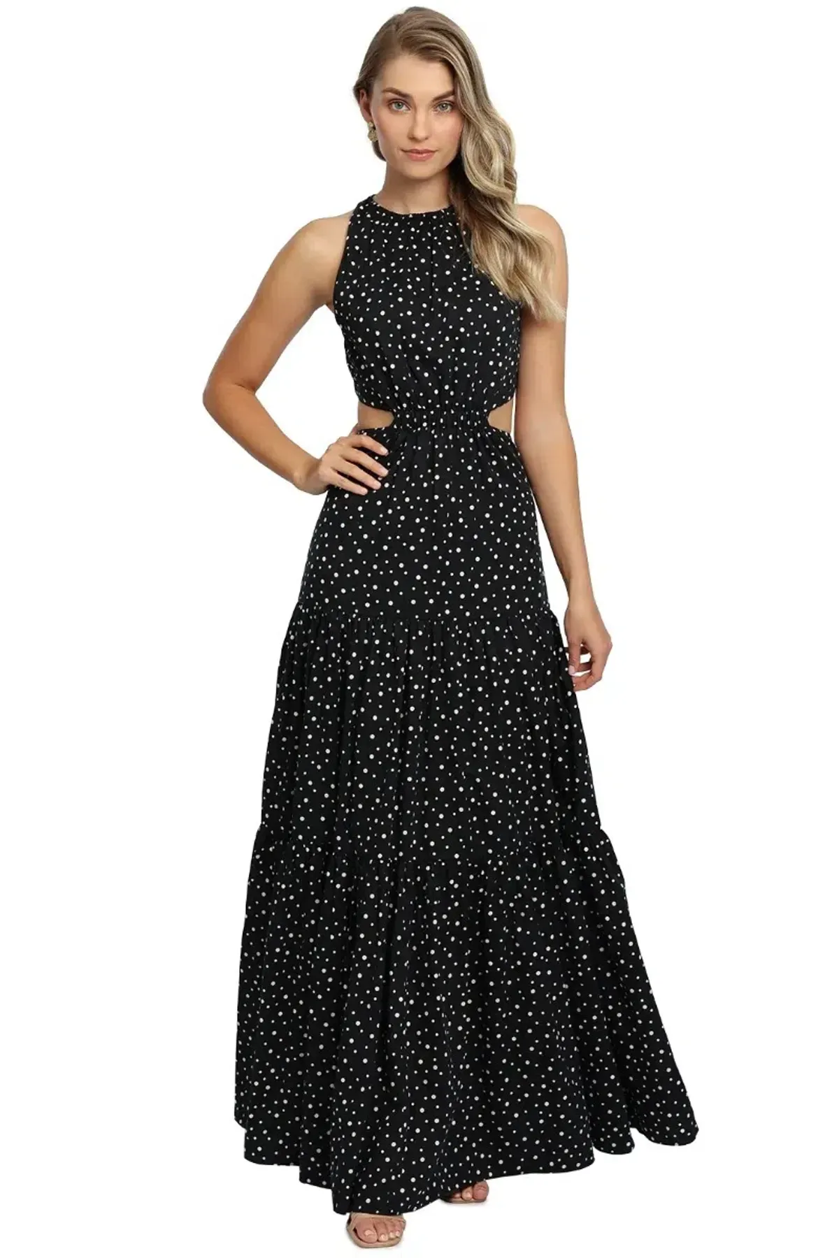 Significant Other Poppy Dress Black Cream Polka Black and White Print Size 8 - Image 1