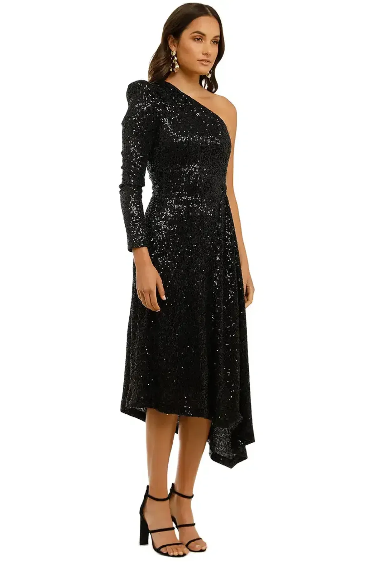 Rebecca Vallance Mona 1 Sleeve Midi Dress Black Size 6 - Image 2