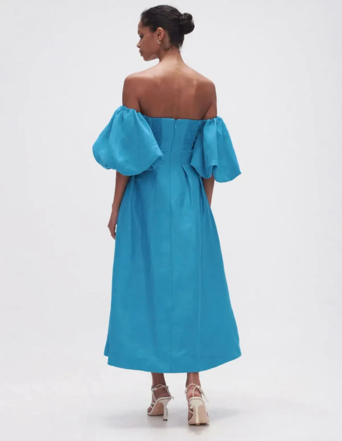 Aje Eugenie Off Shoulder Midi Dress Blue Size 16 - Image 3