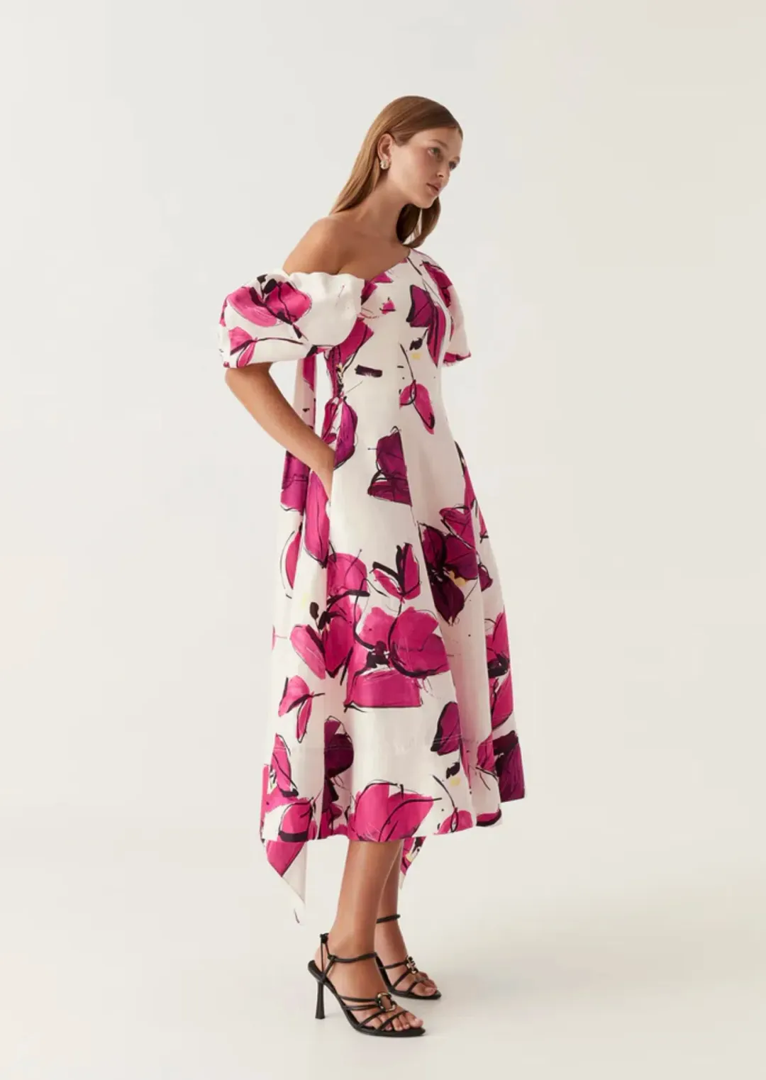 Aje Arista Tulip Sleeve Midi Dress Floral Size 16 for rent on The Volte - main image