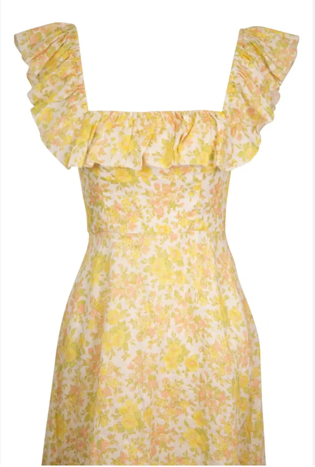 Zimmermann Goldie Ruffle Neck Mini Dress in Citrus Floral Size 0 / Au 8 - Image 3