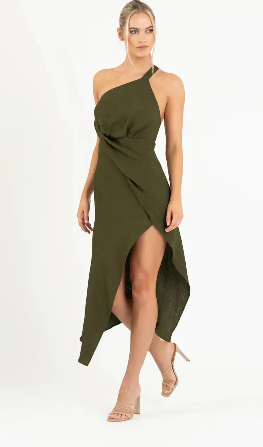One Fell Swoop Harlequin Dress In Olive Line Size 10 for rent on The Volte - main image