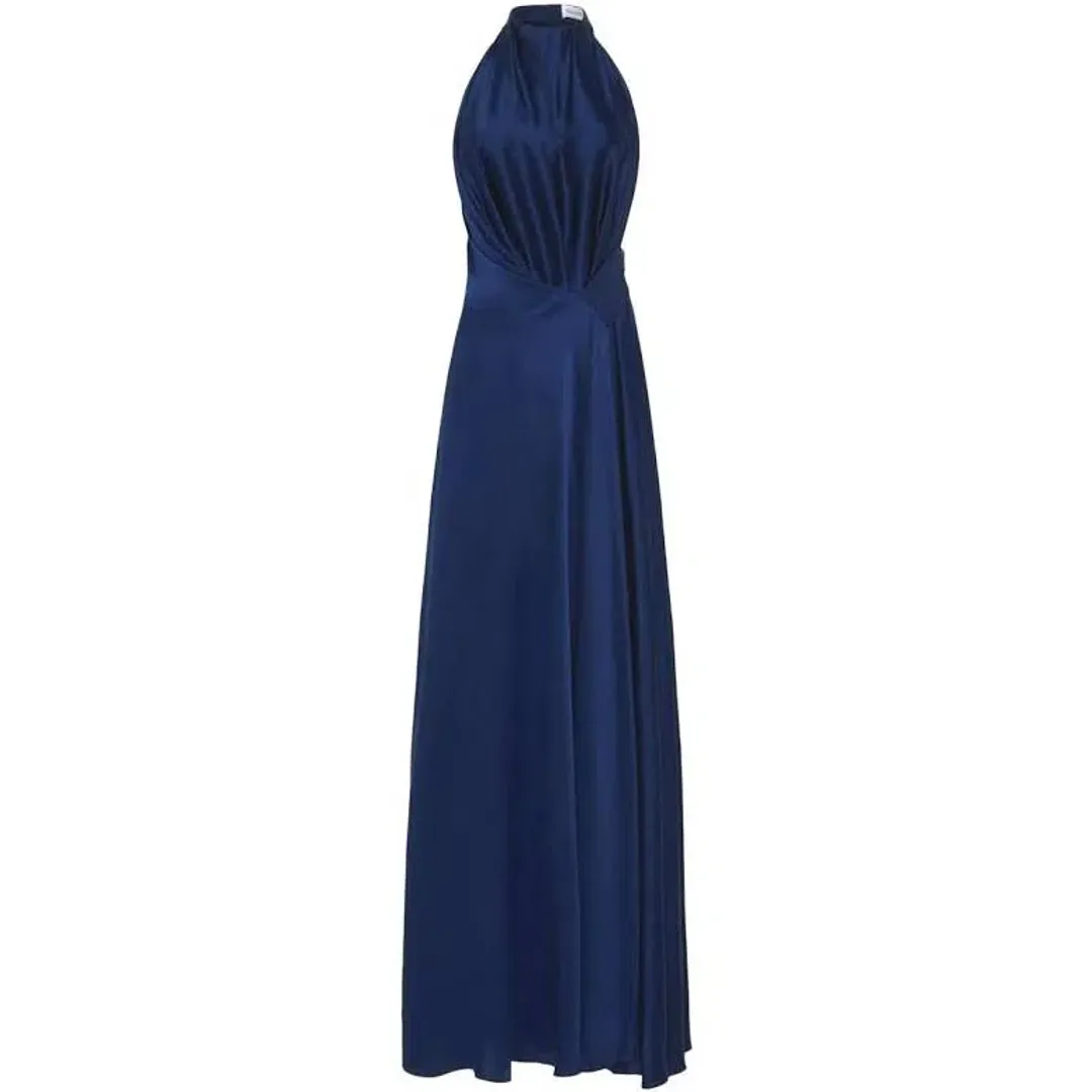 Bianca Spender Prussian Silk Isabella Gown Navy Size 14 for rent on The Volte - main image