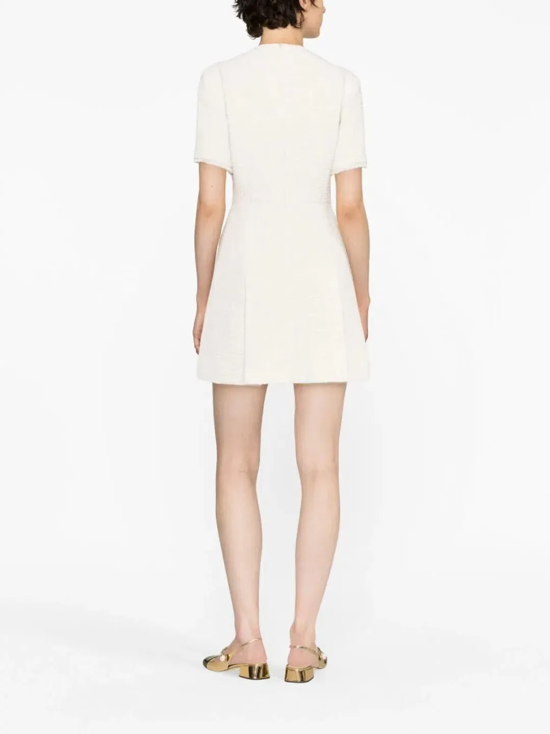 Maje Button Embellished Tweed Minidress White Size 6 for rent on The Volte - main image