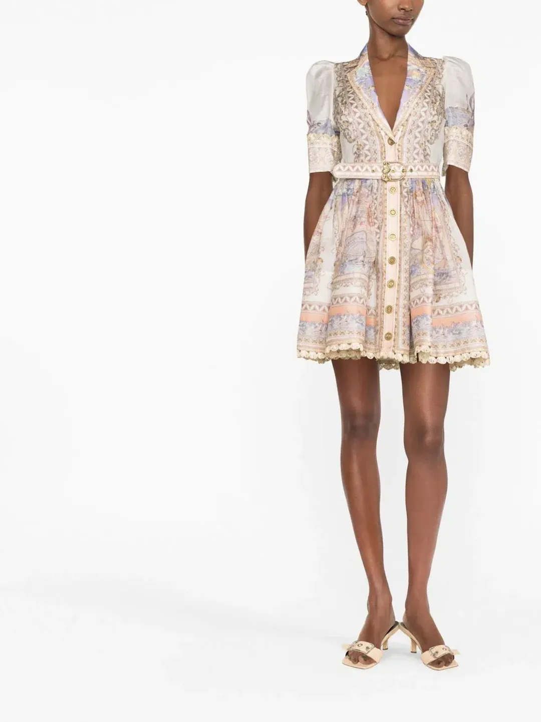  Zimmermann High Tide Mini Shirt Dress Odyssey Print Size 0 / Au 8 for rent on The Volte - main image