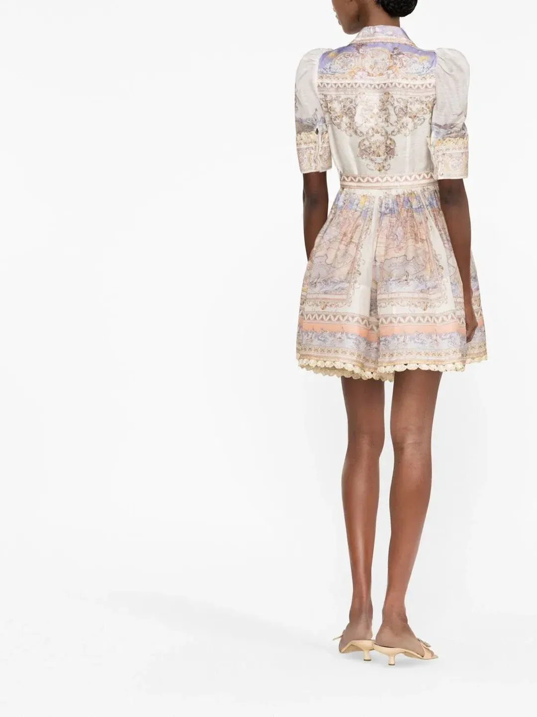  Zimmermann High Tide Mini Shirt Dress Odyssey Print Size 0 / Au 8 for rent on The Volte - main image
