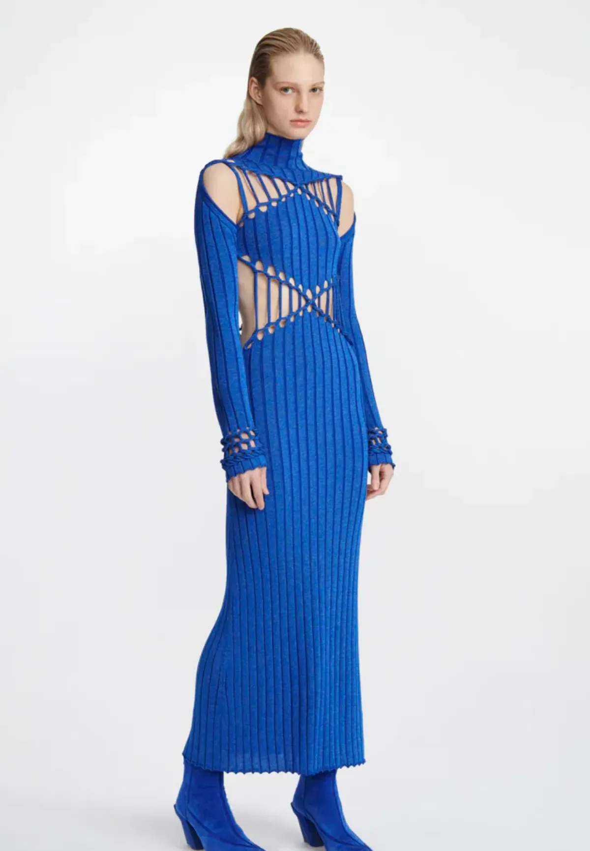 Dion Lee Braid Reflective Dress Blue Silver Size 8  - Image 1