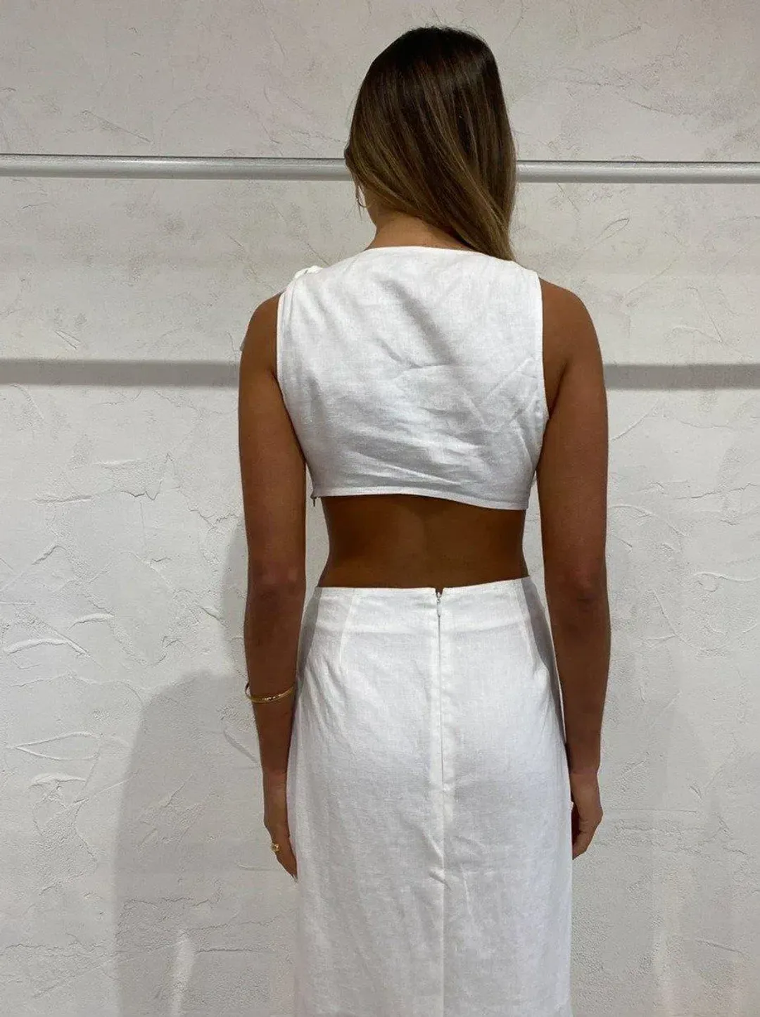 Sir the Label Ambroise Knot Midi Dress in White Size 6 for rent on The Volte - main image