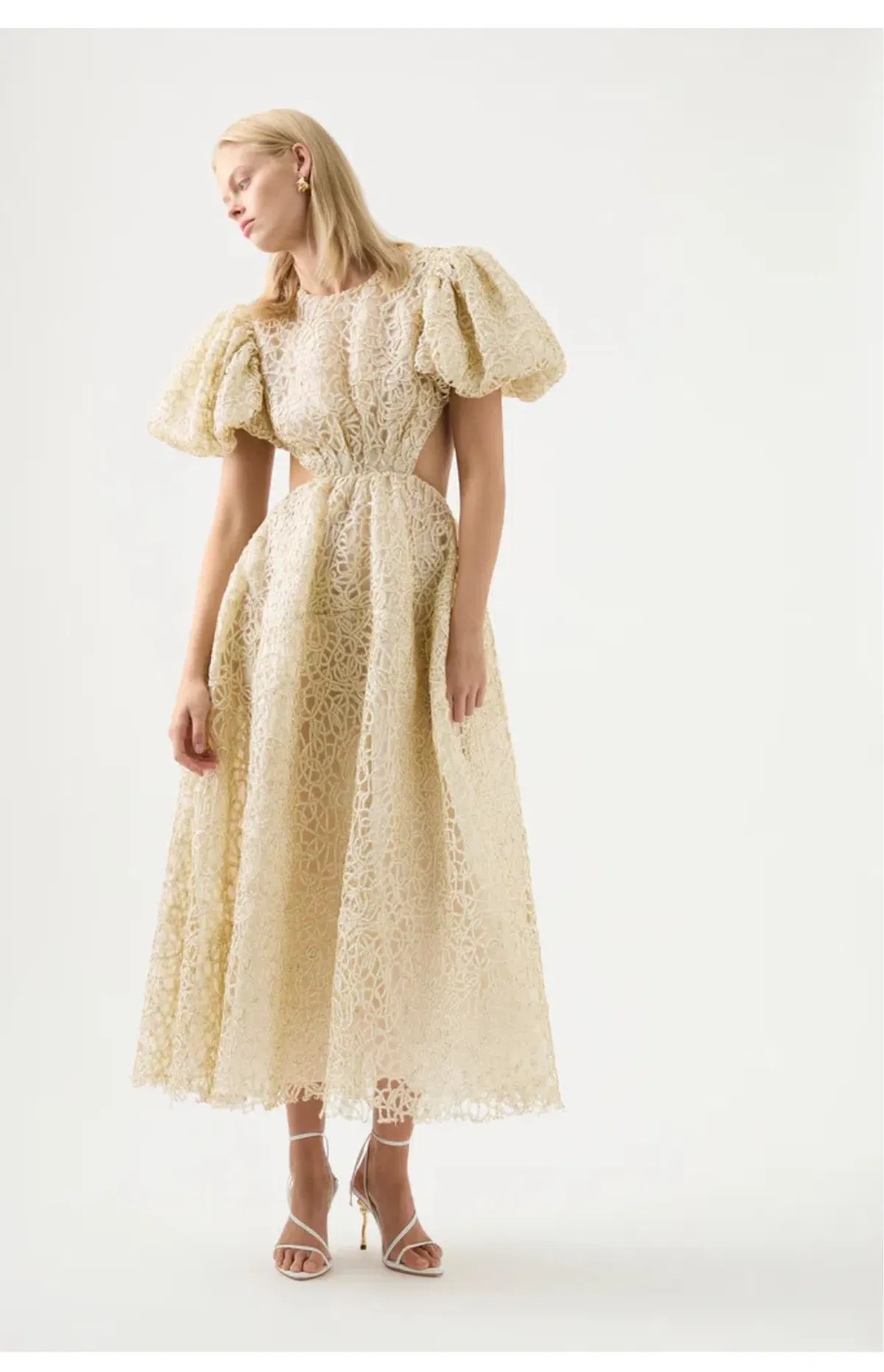 Aje Patina Lace Midi Dress Ivory Size AU 14 - Image 1