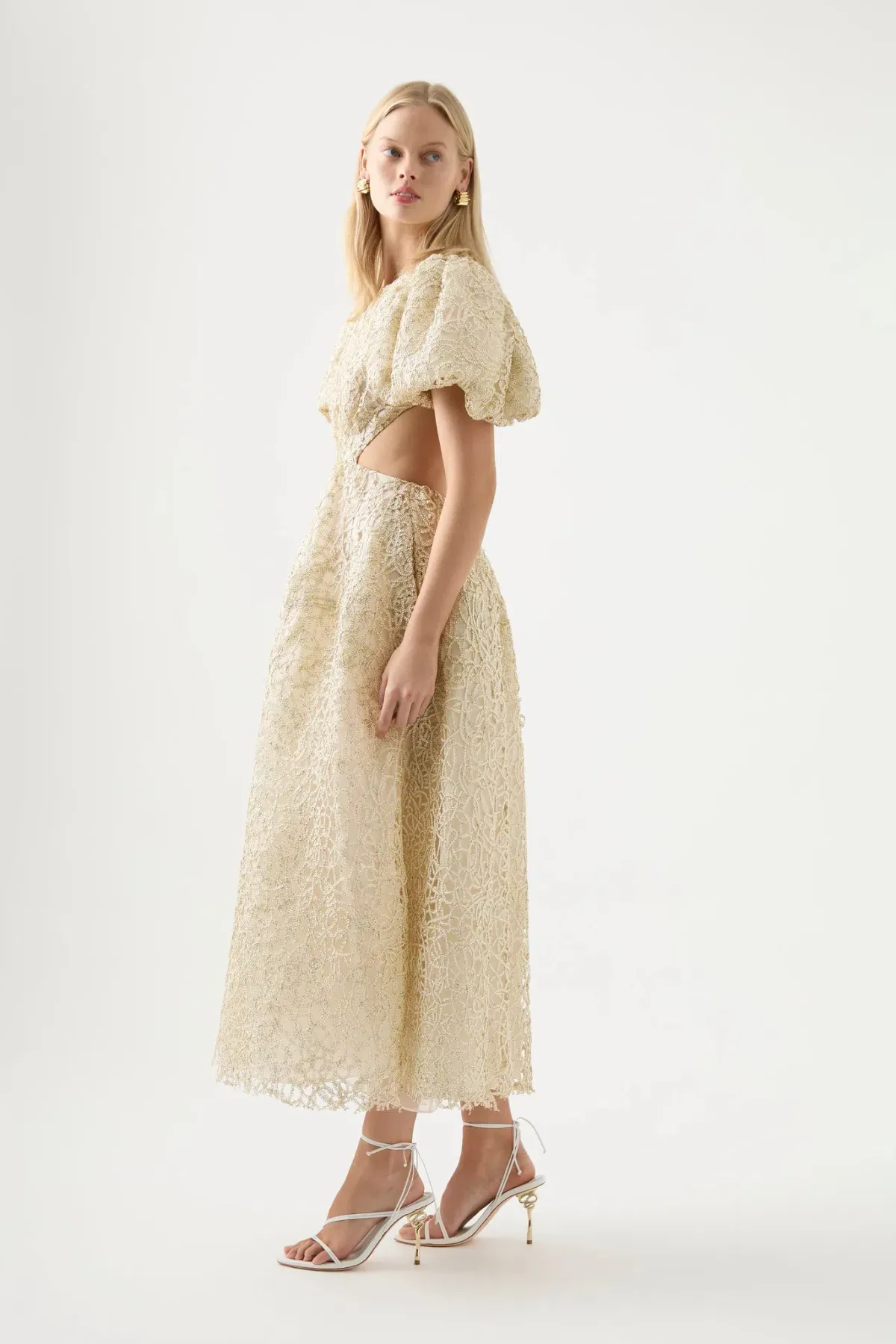 Aje Patina Lace Midi Dress Ivory Size AU 14 - Image 2