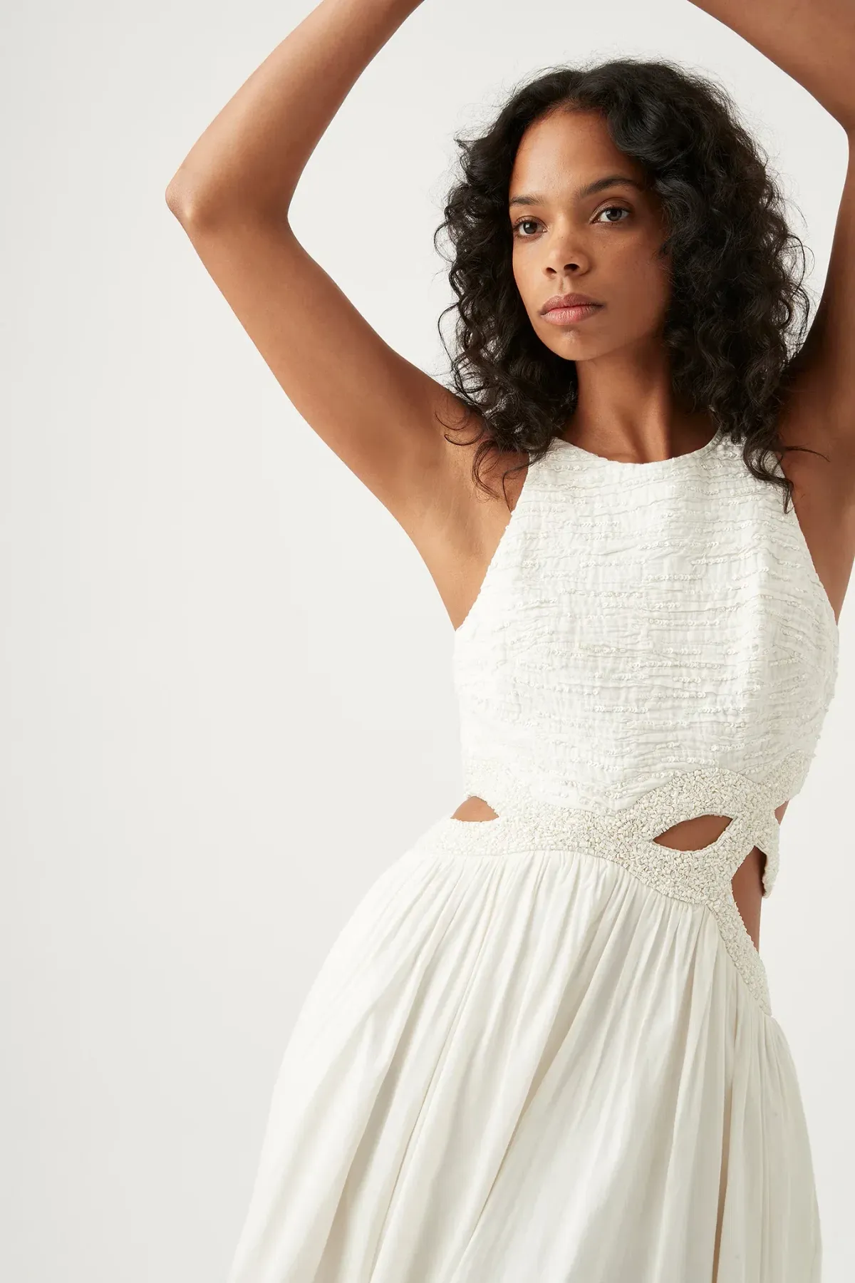 Aje New Catara Sequin Midi Dress Ivory Size AU 10 - Image 2