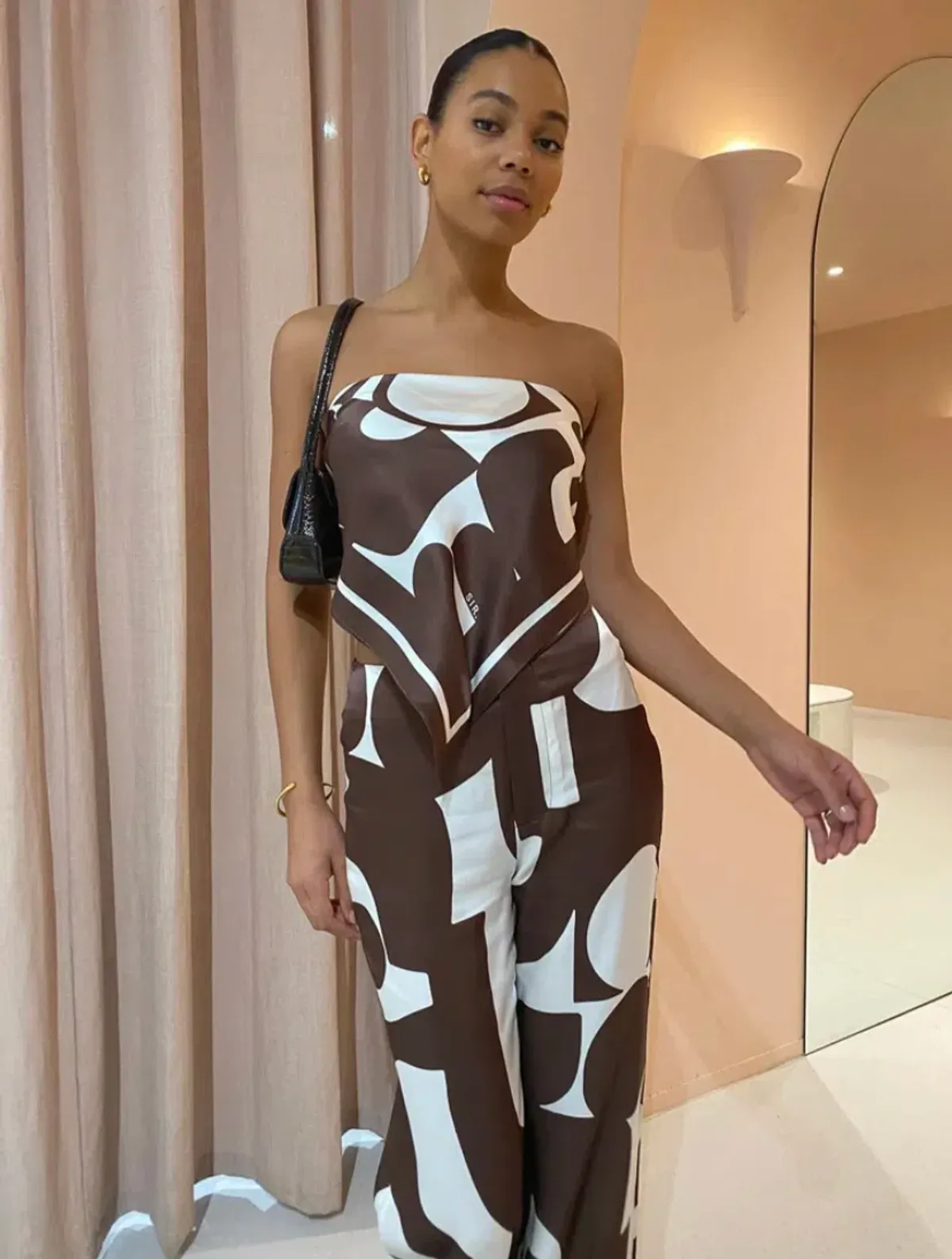 Sir the Label Julien Scarf and Pants Set In Abstract Chocolate Size 1 / AU 8 - Image 3