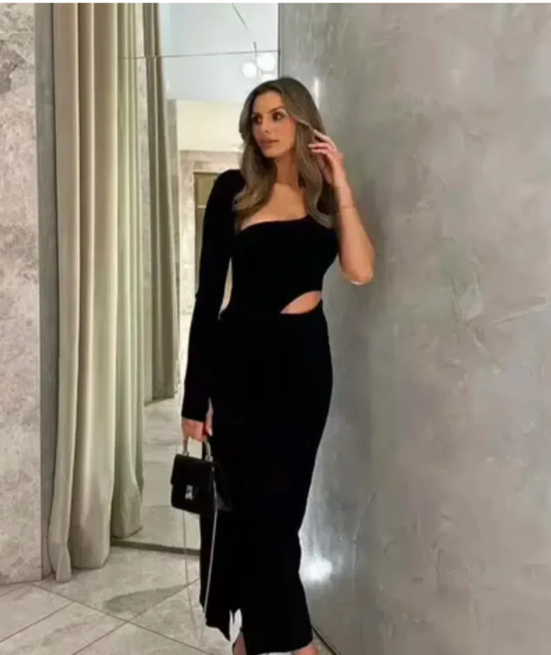 Sir the Label Manifesto Sleeve Midi Dress Black Size 10 for rent on The Volte - main image