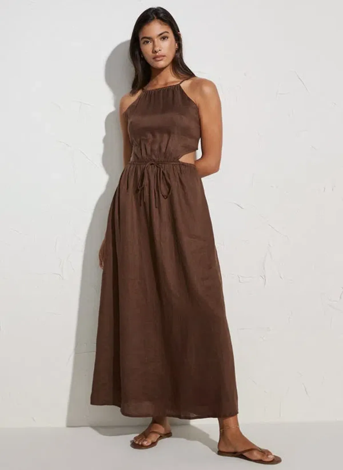 Faithfull the Brand La Piedra Maxi Dress Brown Size 10 - Image 1