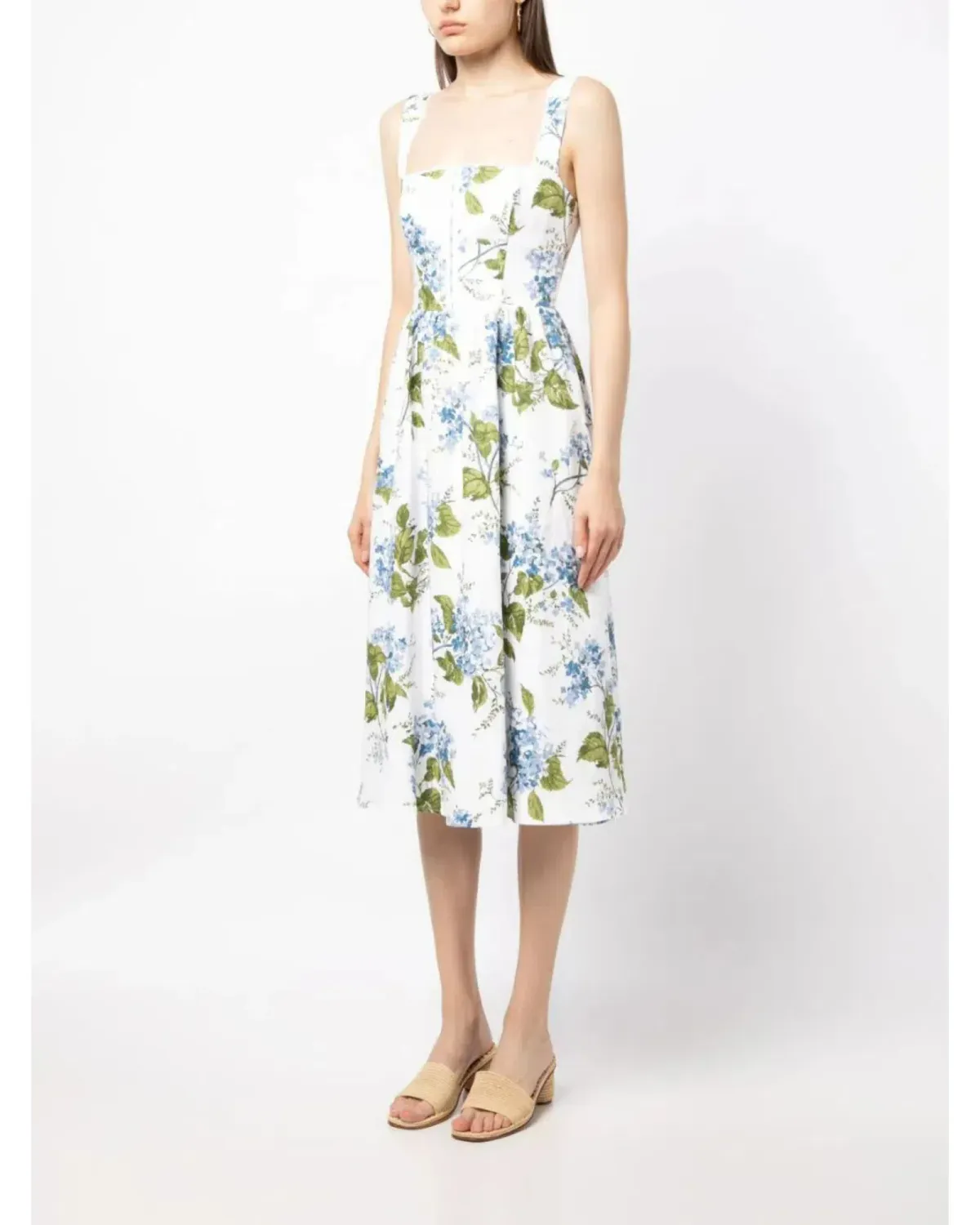 Reformation Tagliatelle Linen Midi Dress Floral Size AU 10 - Image 2