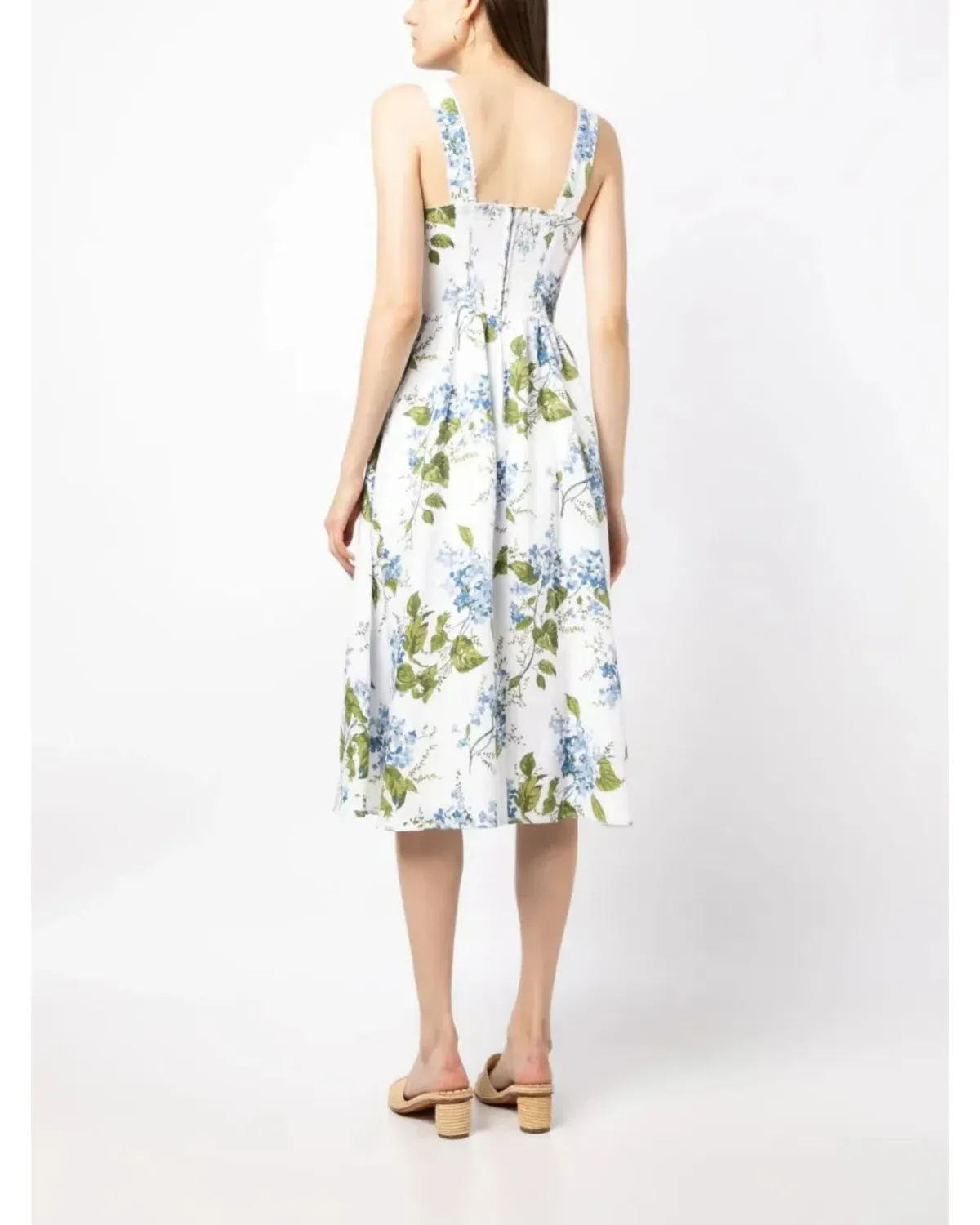 Reformation Tagliatelle Linen Midi Dress Floral Size AU 10 - Image 4