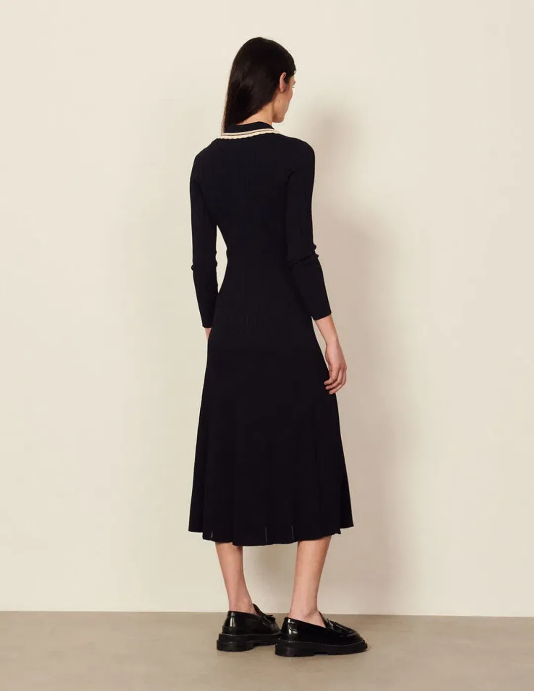 Sandro Paris Alexandrine Ribbed Knit Shirtdress Size 40 / AU 10 for rent on The Volte - main image