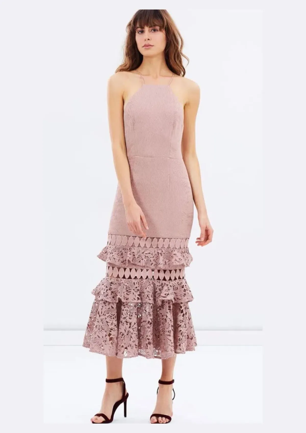 Talulah Valencia Halter Ruffle Dress Rose Size 12 - Image 1