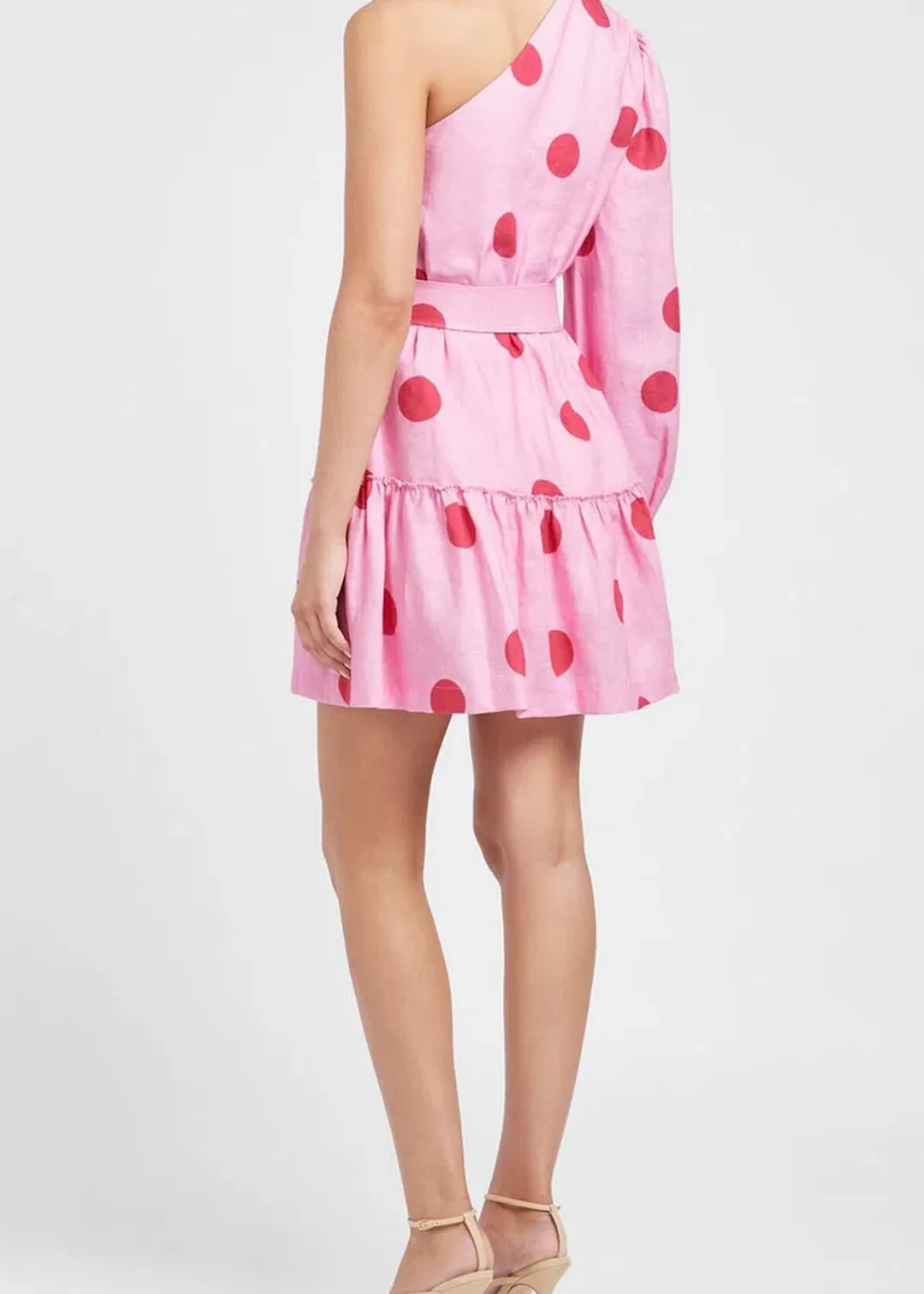 Rebecca Vallance Dalia Mini Dress Pink Polka Dot Print Size 8 for rent on The Volte - main image