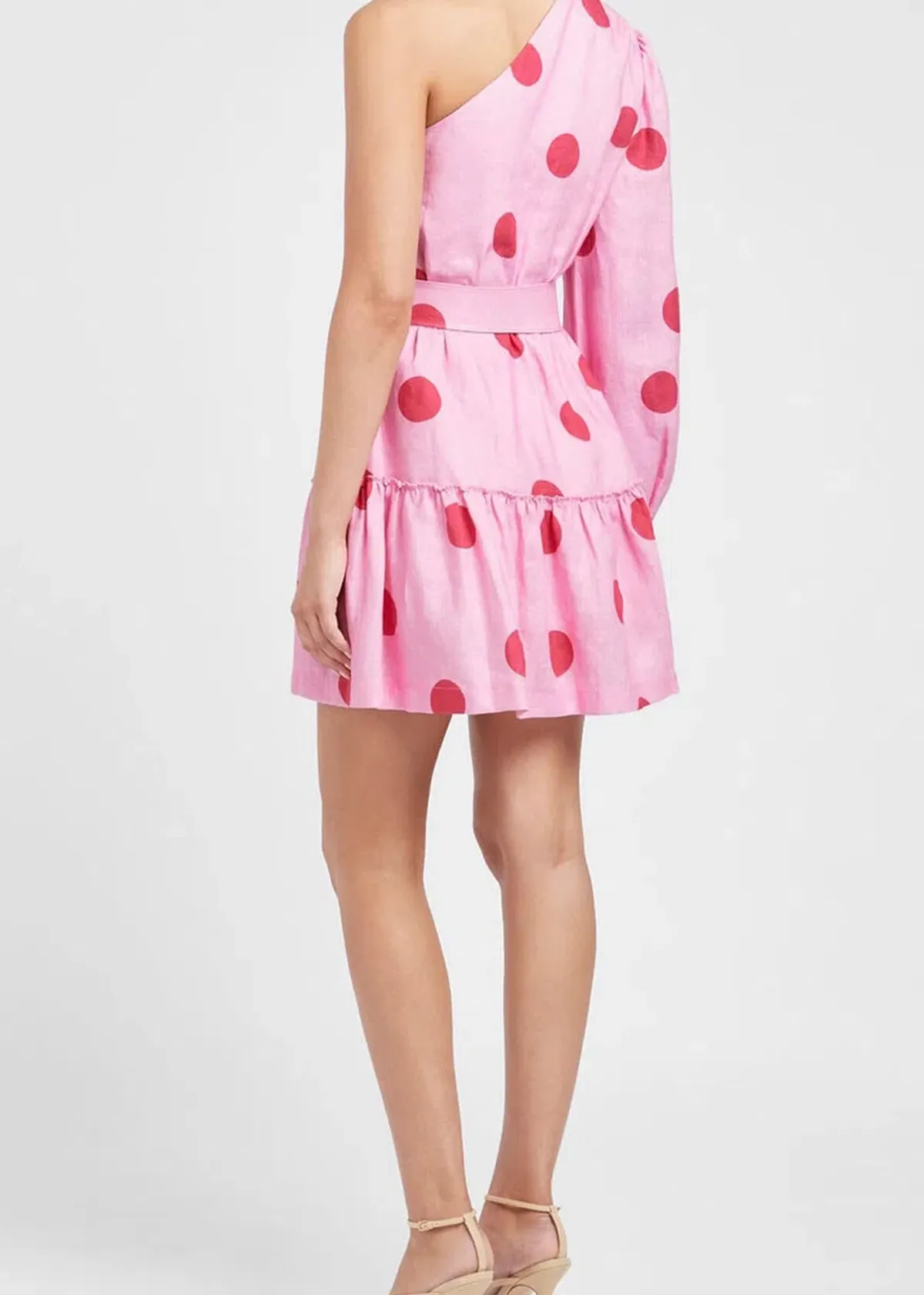 Rebecca Vallance Dalia Mini Dress Pink Polka Dot Print Size 8 - Image 2
