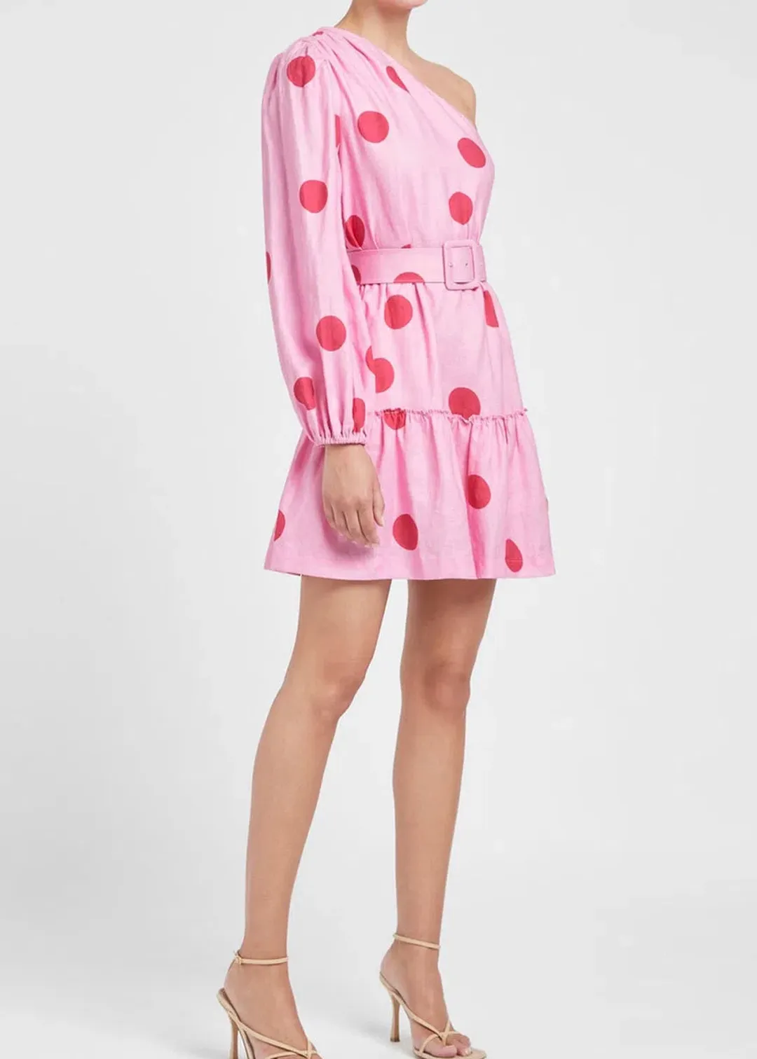 Rebecca Vallance Dalia Mini Dress Pink Polka Dot Print Size 8 for rent on The Volte - main image